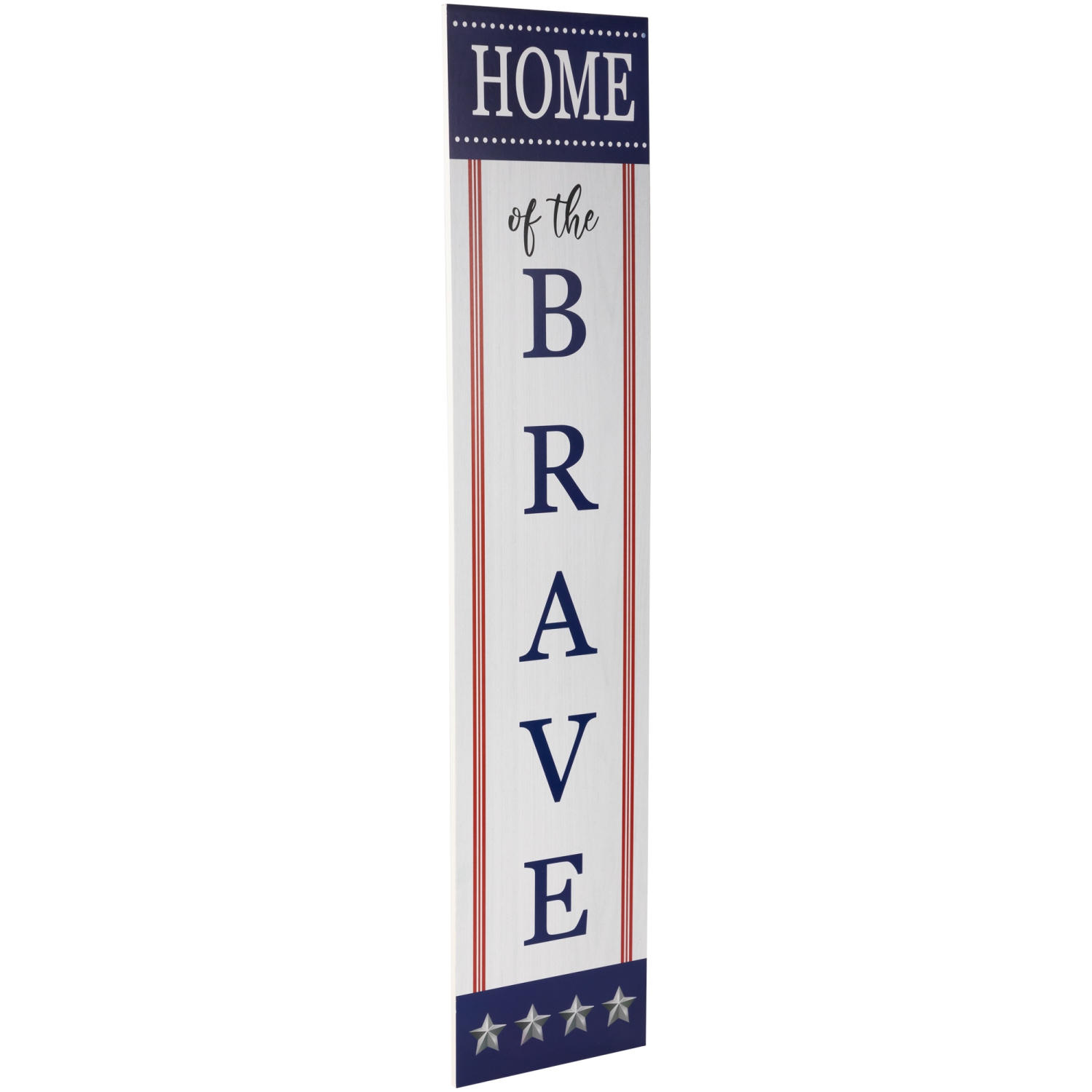 Patriotic "Home of the Brave" Wooden Porch Board Sign Decoration - 36"