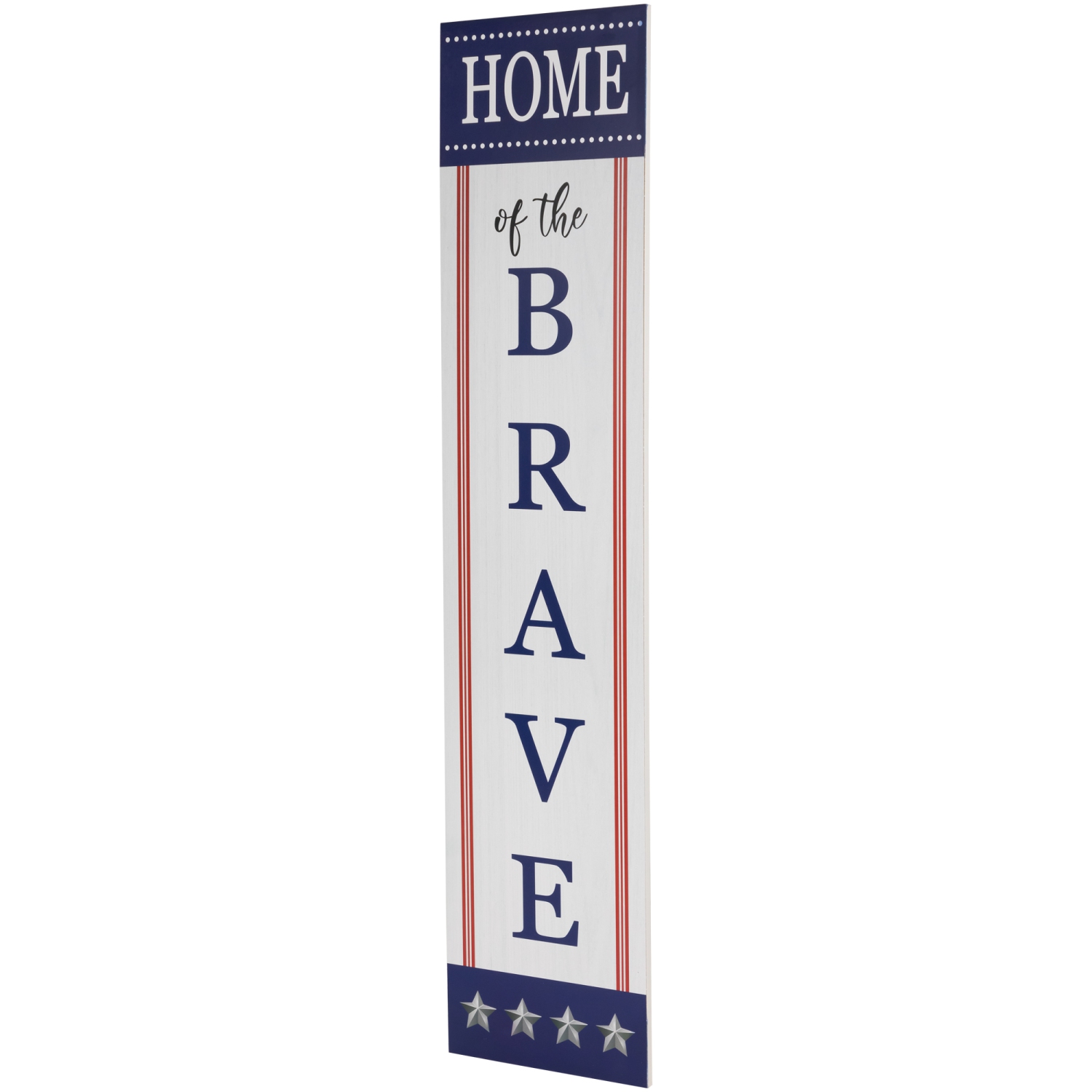 Patriotic "Home of the Brave" Wooden Porch Board Sign Decoration - 36"
