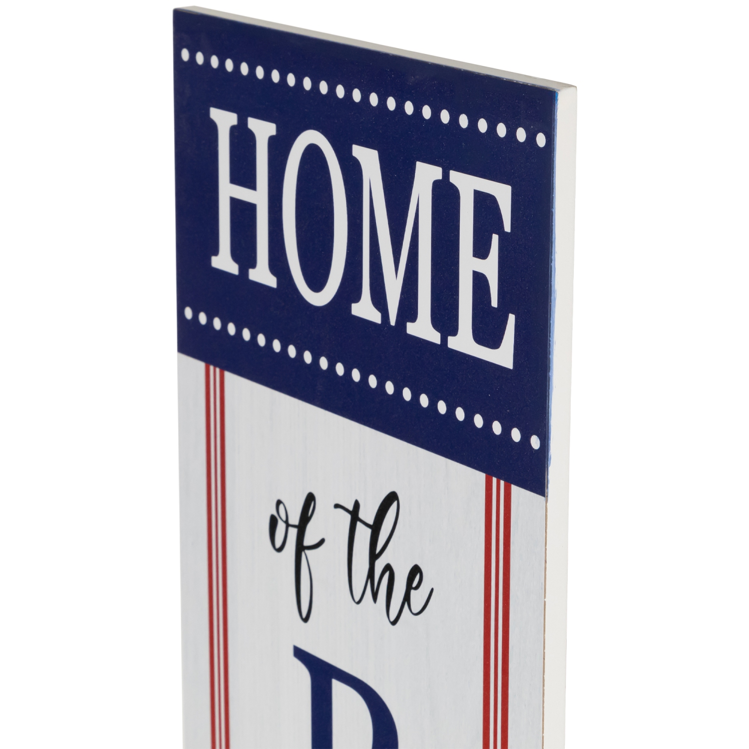 Patriotic "Home of the Brave" Wooden Porch Board Sign Decoration - 36"