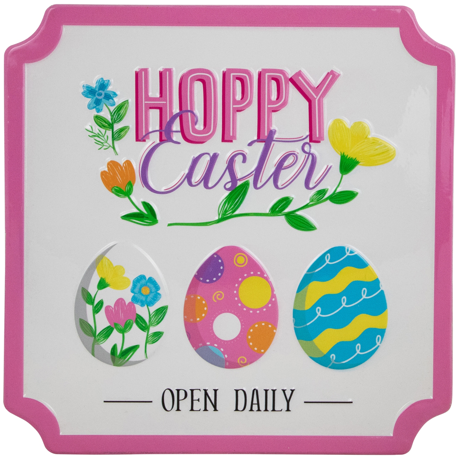 Hoppy Easter Open Daily Metal Wall Sign - 9.75"