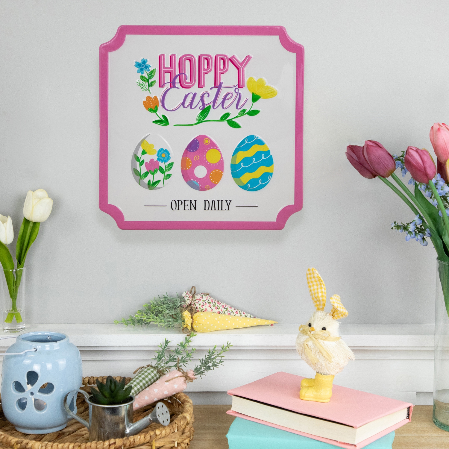 Hoppy Easter Open Daily Metal Wall Sign - 9.75"