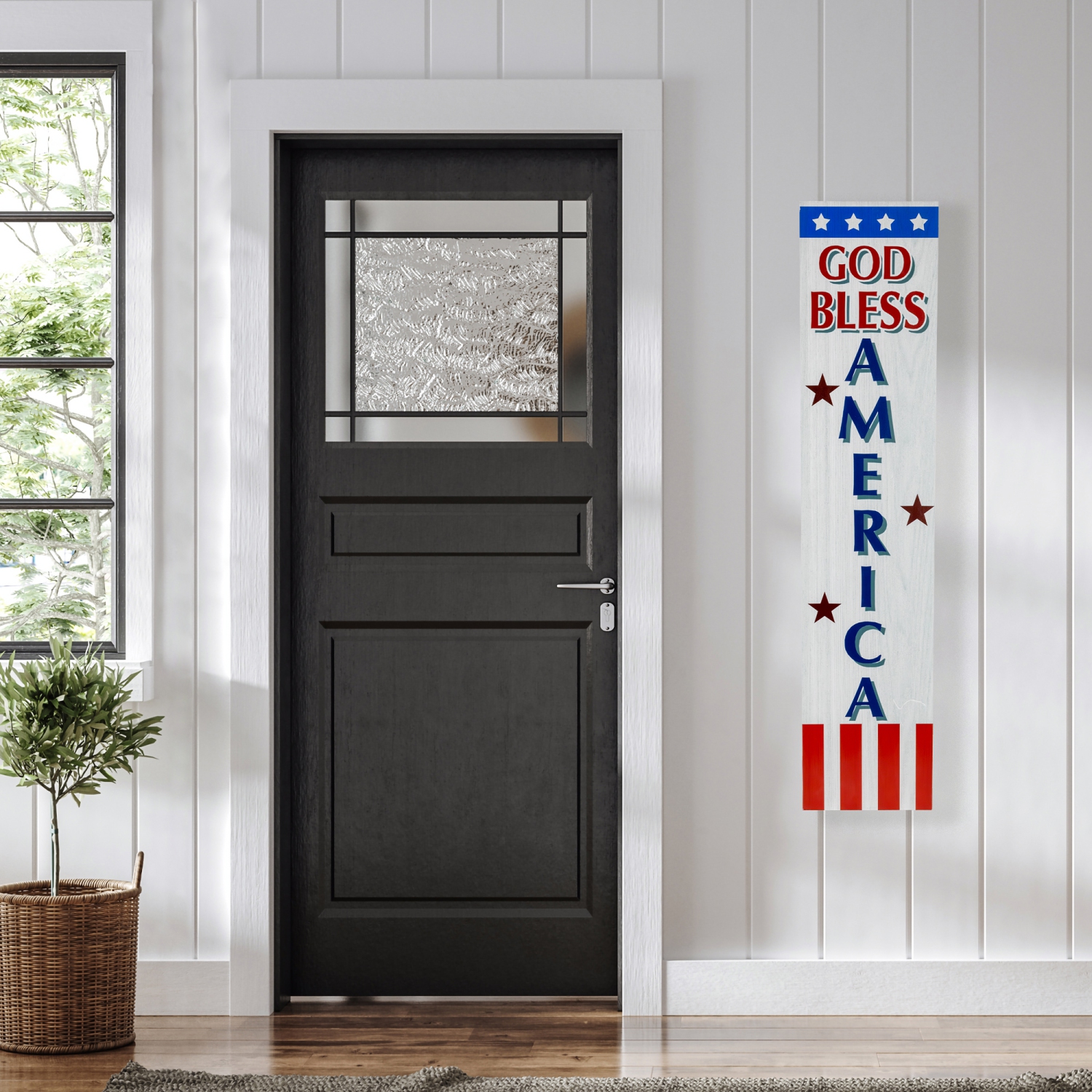 Affiche de porche en bois Patriotic de God Bless America - 35,75 po