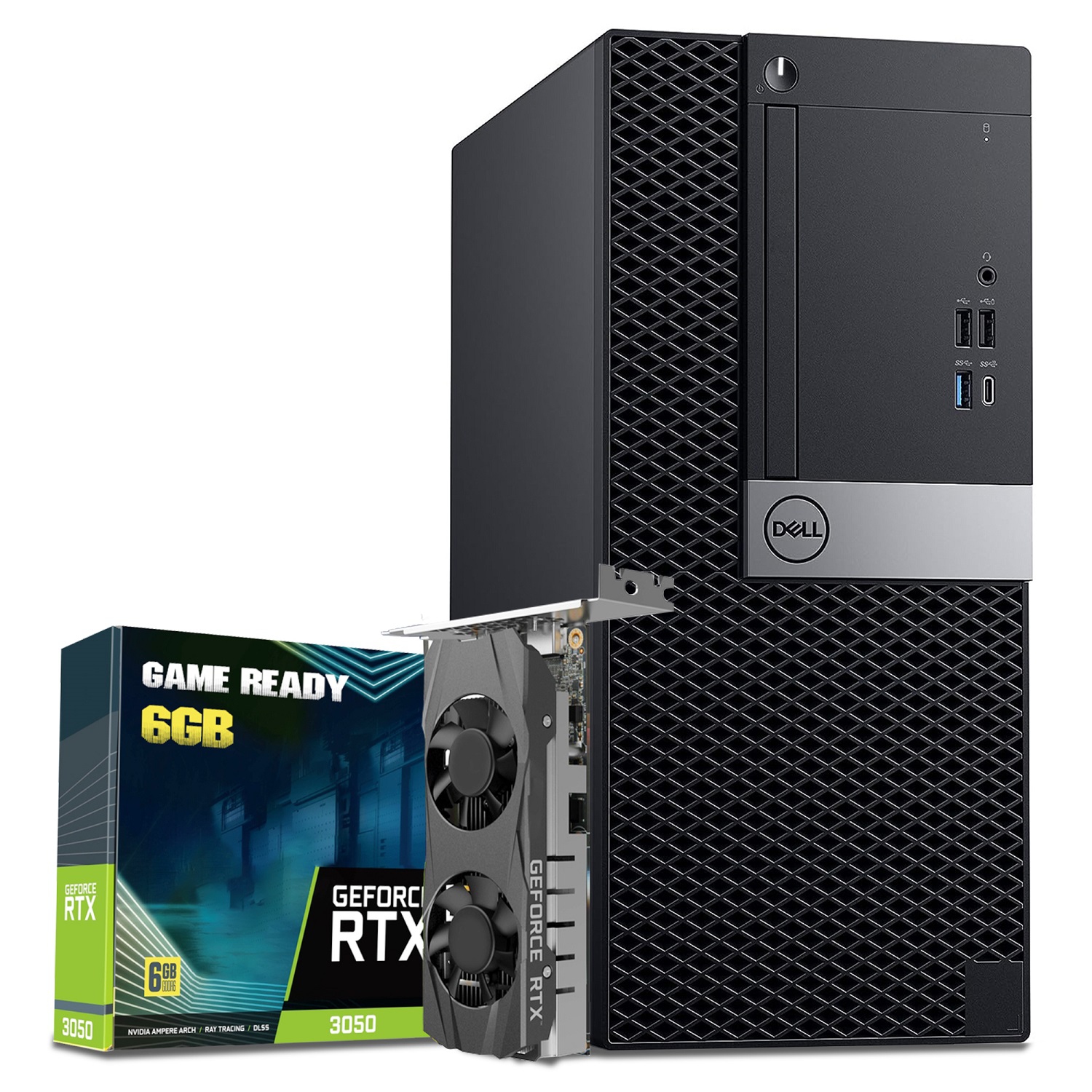 Refurbished (Good) - Dell OptiPlex 5060 Tower Windows 11 Pro Gaming PC | Intel Hexa-Core i5 up to 4.10 GHz | GeForce RTX 3050 6GB GDDR6 | 32GB DDR4 RAM | New 1TB NVMe SSD | WIFI