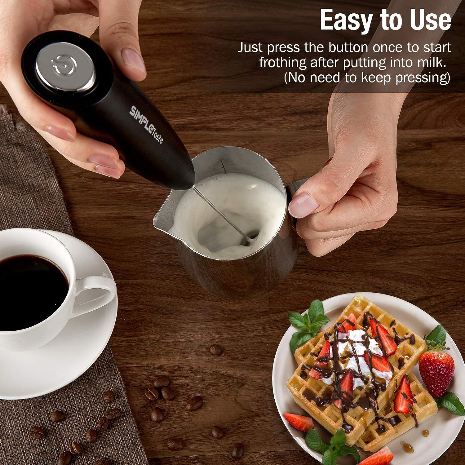 Milk Frother Handheld Battery Operated Electric Foam Maker, Drink Mixer with Stainless Steel Whisk and Stand for Bulletproof Coffee, Cappuccino,