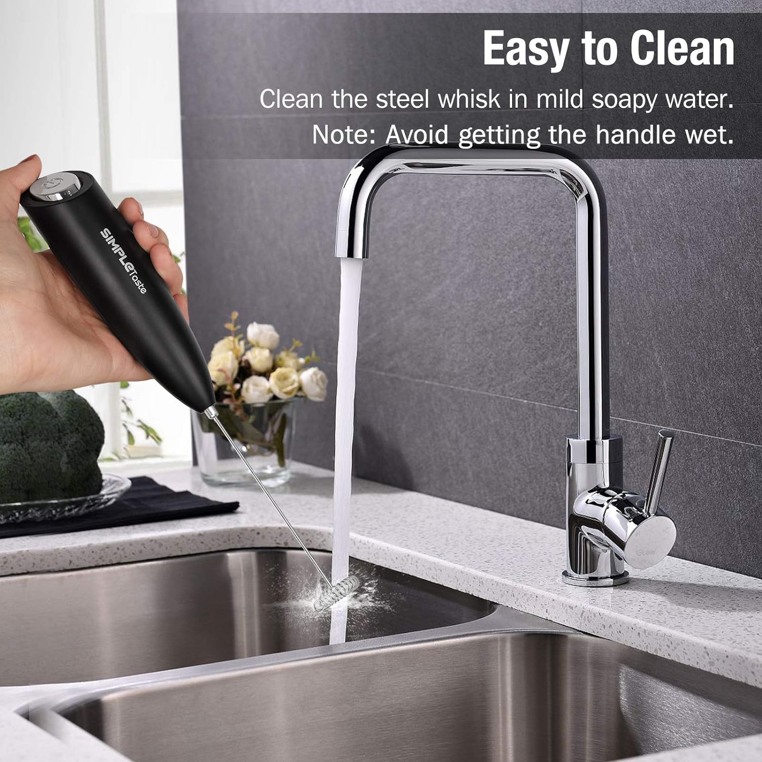 Milk Frother Handheld Battery Operated Electric Foam Maker, Drink Mixer with Stainless Steel Whisk and Stand for Bulletproof Coffee, Cappuccino,