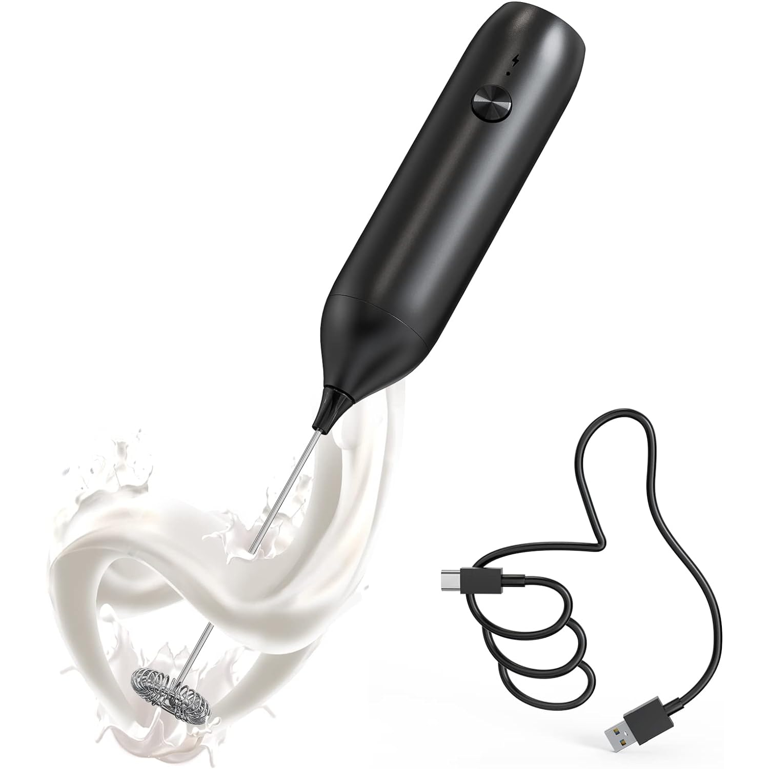 Mousseur à lait mousseur à lait Mini mélangeur à boissons électrique portatif rechargeable avec fouet en acier inoxydable pour cappuccino, café,