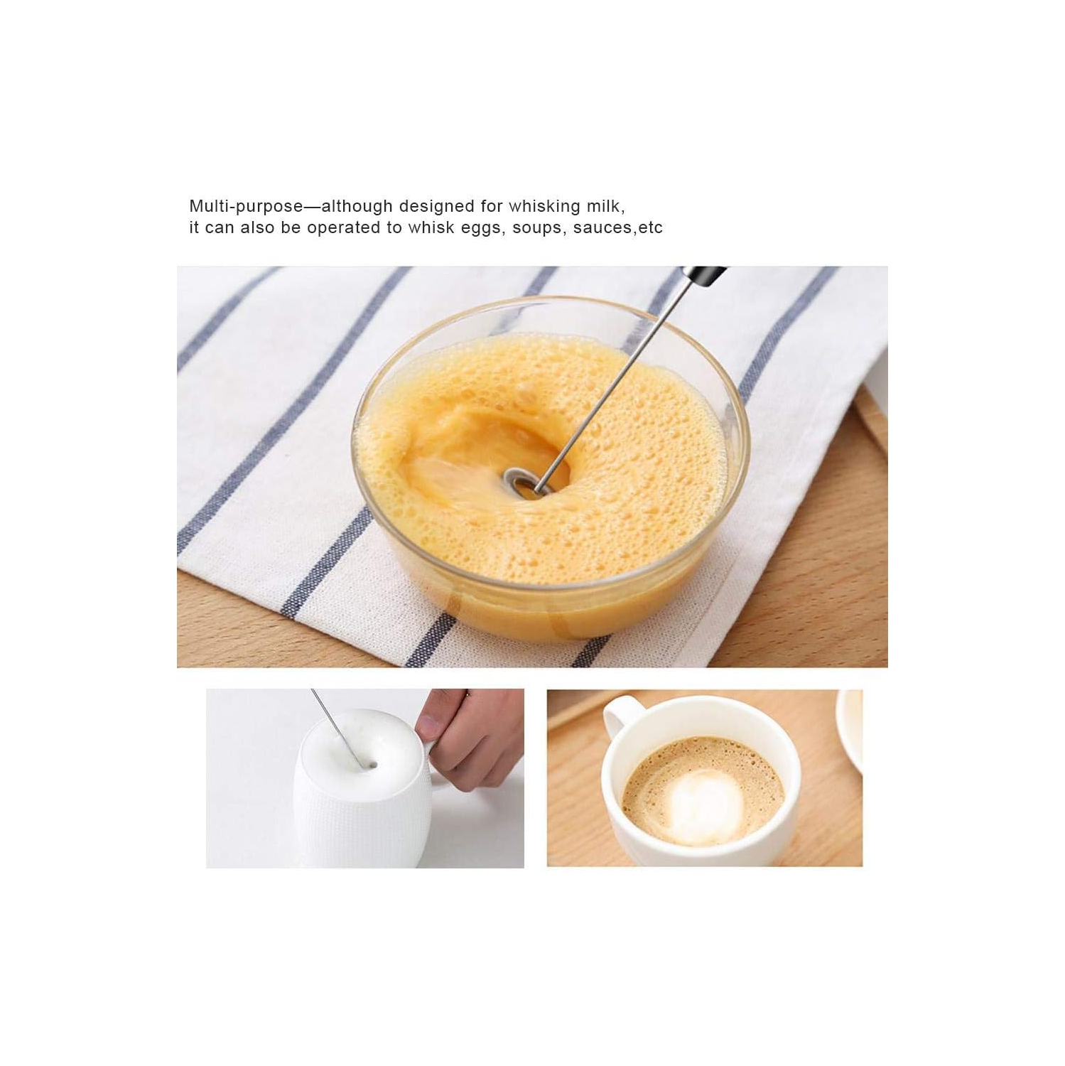 Mousseur à lait électrique, mini mélangeur à boisson électrique portatif en acier inoxydable et presse-lait parfait pour matcha, Cappuccino, frappé,