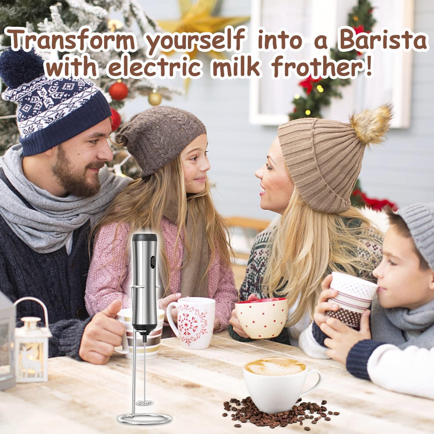 Electric Milk Frother, Handheld Frother USB-charging Foam Maker, Rechargeable Frother Mini Blender Coffee Frother,Chappccino,Frappe,Matcha