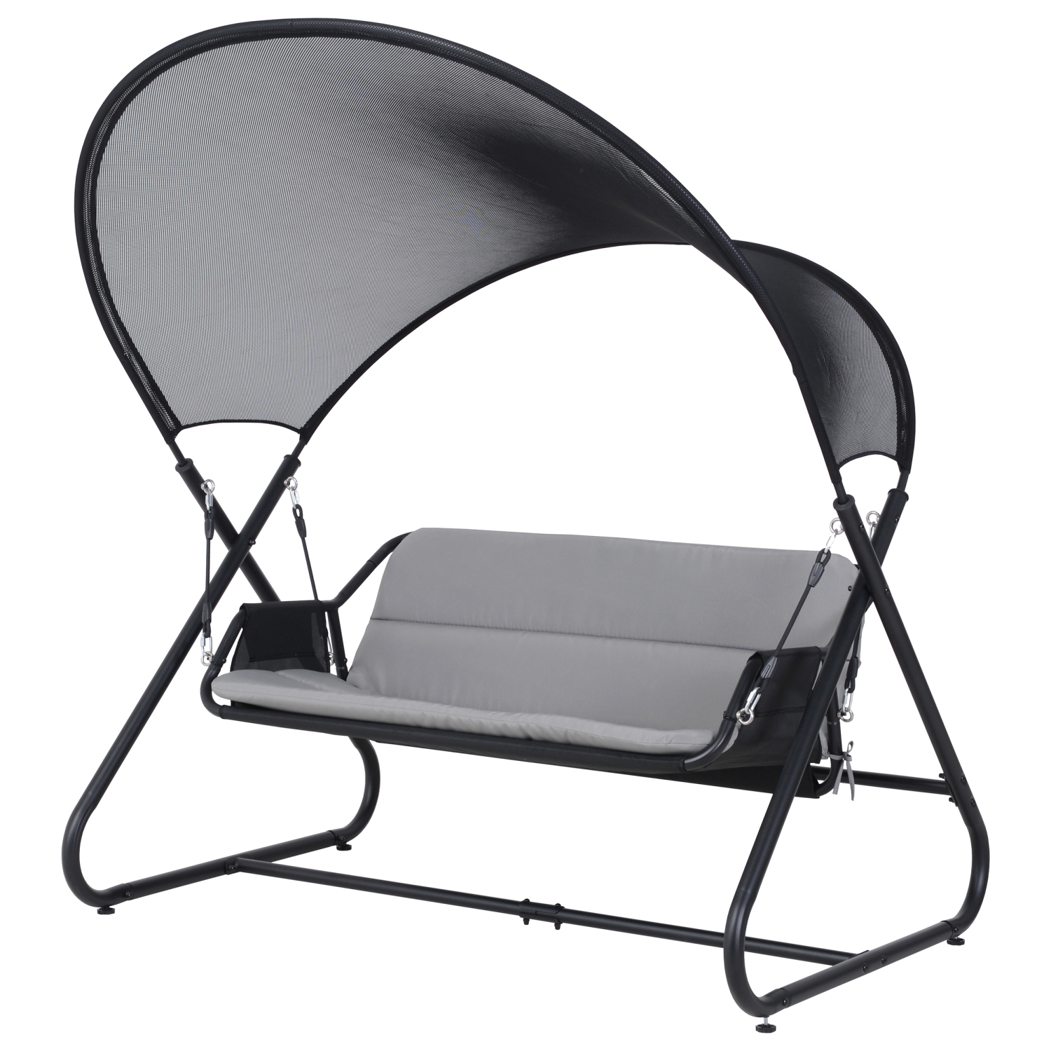 Deko Living Outdoor 3 Seat Cushioned Swing Chair with Textilene Fabric and Canopy