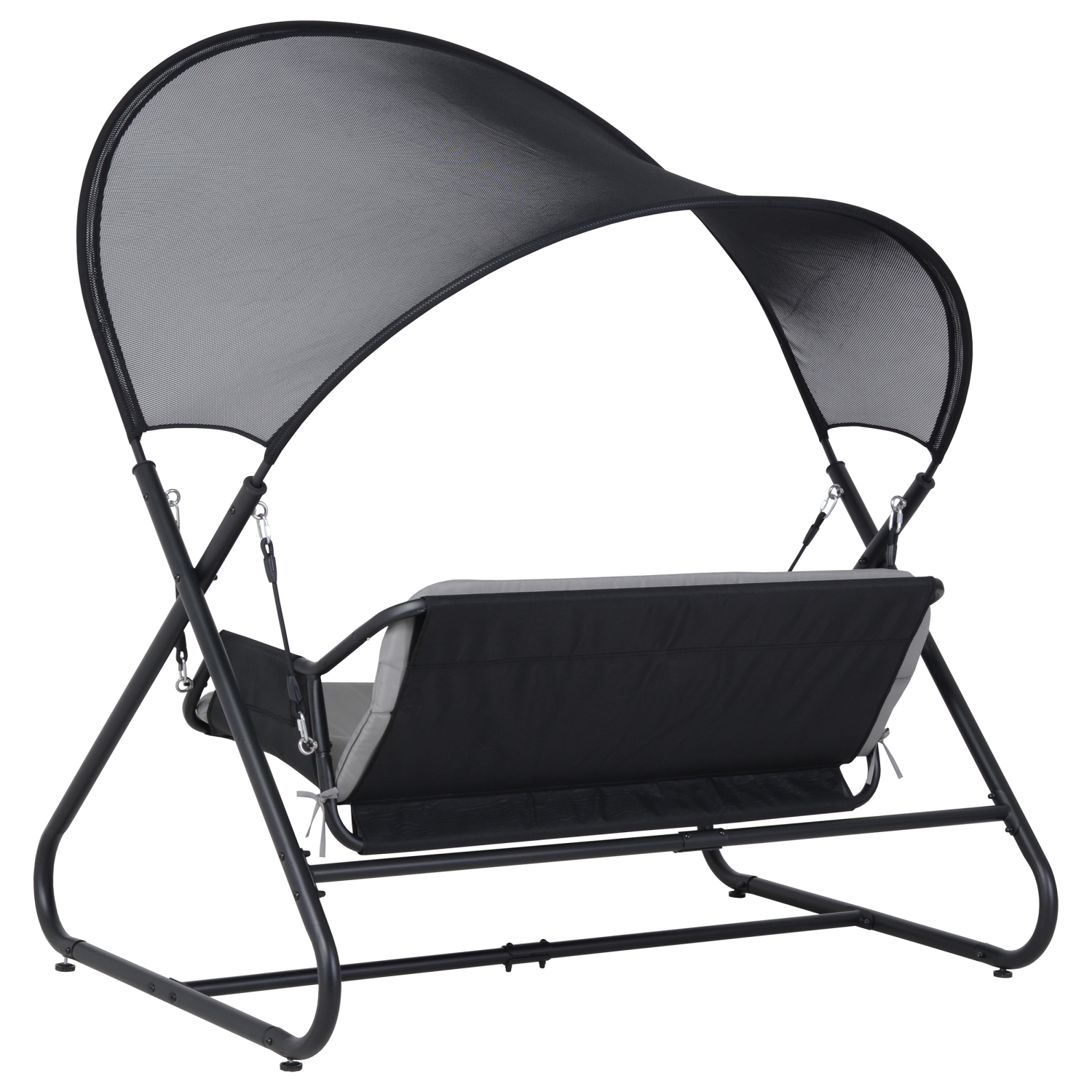 Deko Living Outdoor 3 Seat Cushioned Swing Chair with Textilene Fabric and Canopy