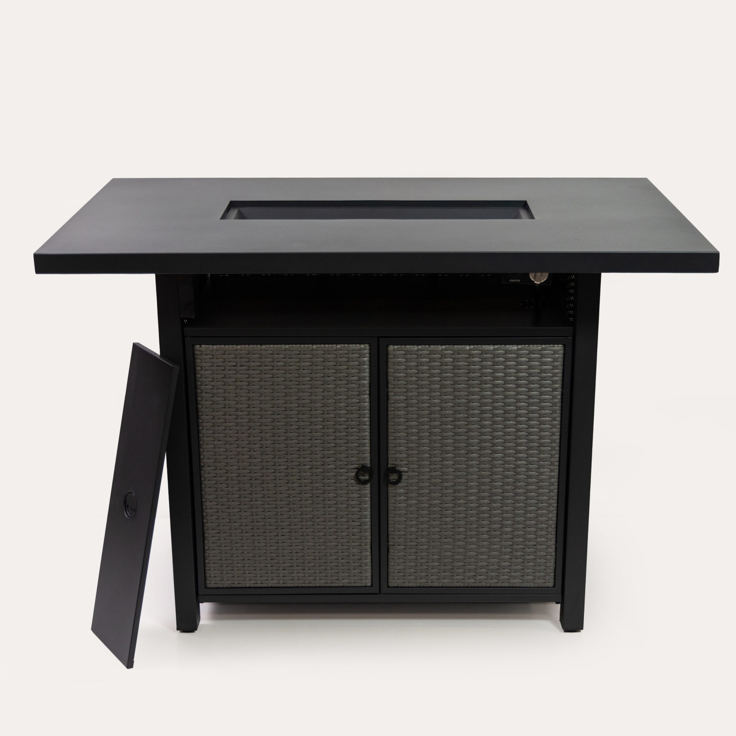 Deko Living – Table de bar rectangulaire à foyer au gaz propane 55 po, table 40.000 BTU à billes en verre