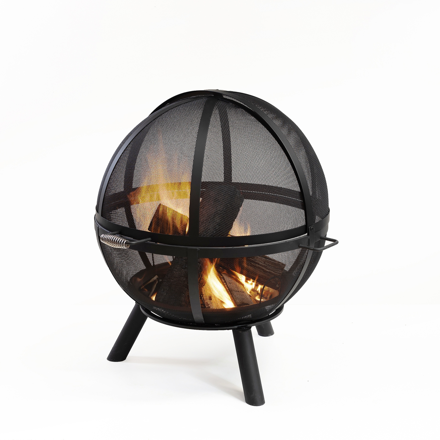 Deko Living 34 Inch Diameter Outdoor Steel Wood Burning Sphere Fire Pit with Screen Lid and Poker