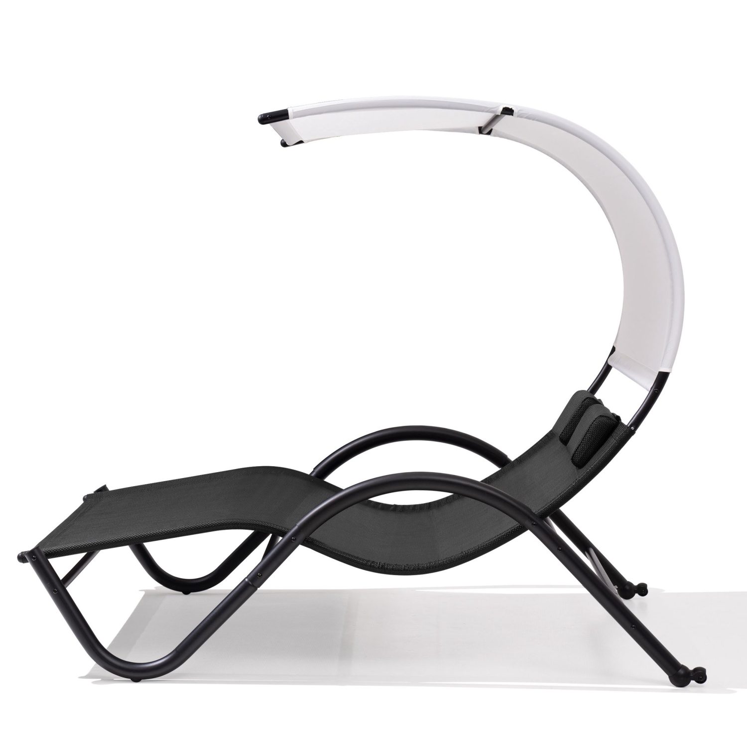 Lit de repos extérieur double chaise longue Deko Living avec auvent en tissu textilène et coussins pour appuie-tête