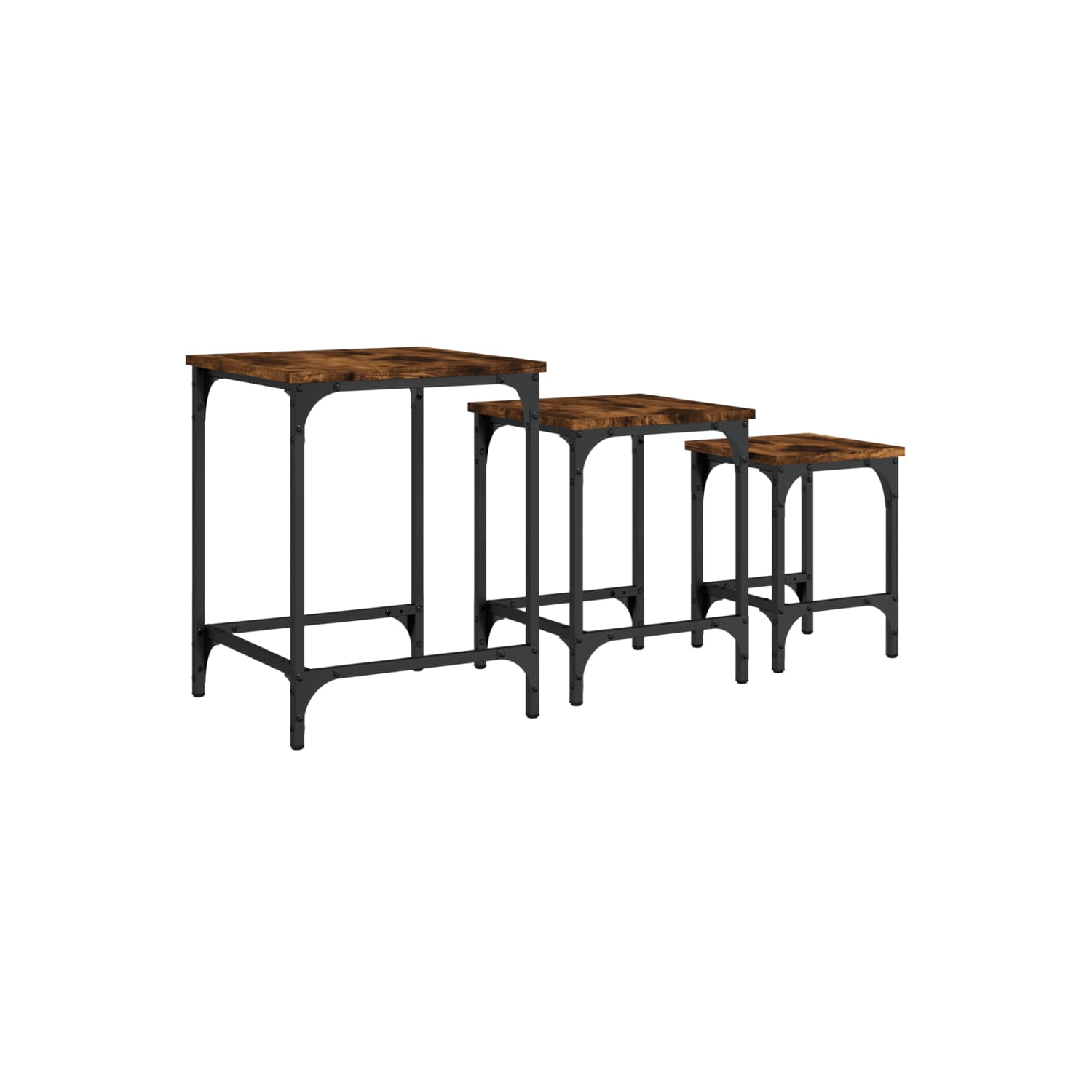 Tables basses gigognes vidaXL 3 pièces en bois d'ingénierie de chêne fumé