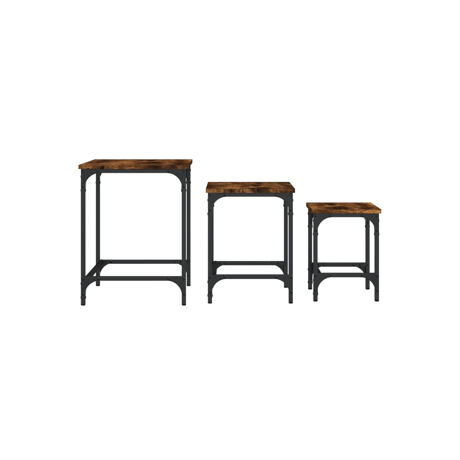 Tables basses gigognes vidaXL 3 pièces en bois d'ingénierie de chêne fumé