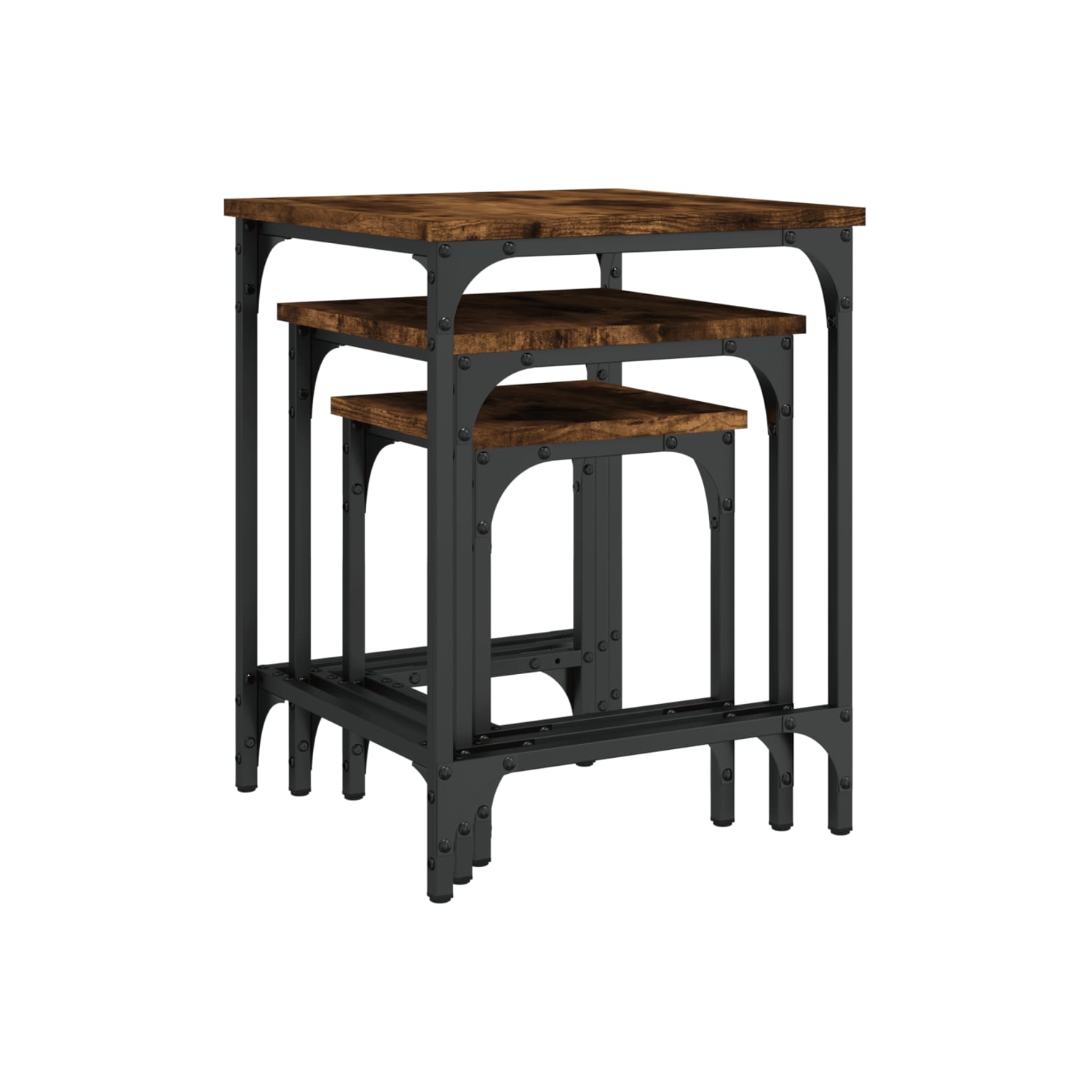 Tables basses gigognes vidaXL 3 pièces en bois d'ingénierie de chêne fumé