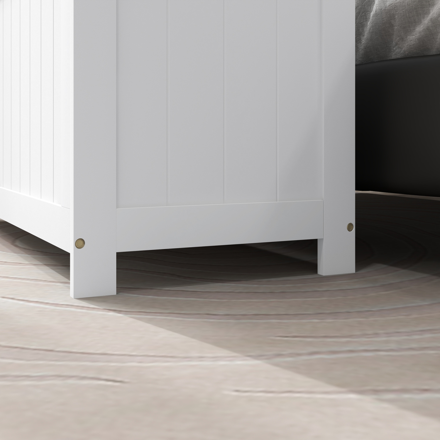 Coffre de rangement HOMCOM, coffre de rangement moderne avec 2 charnières de sécurité et poignées découpées, banc de rangement pour salon, banc de