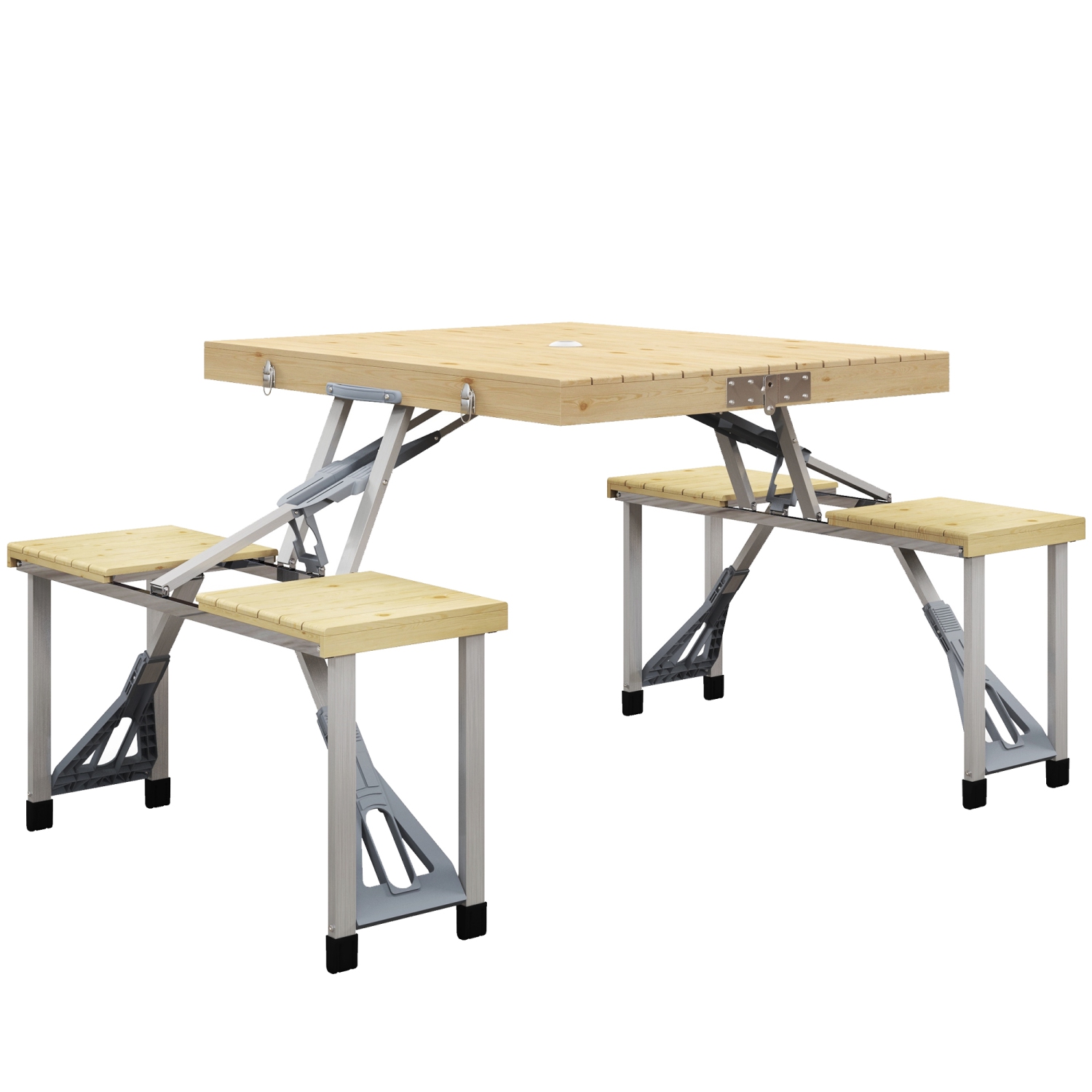 Outsunny Folding Picnic Table with Seats and Umbrella Hole