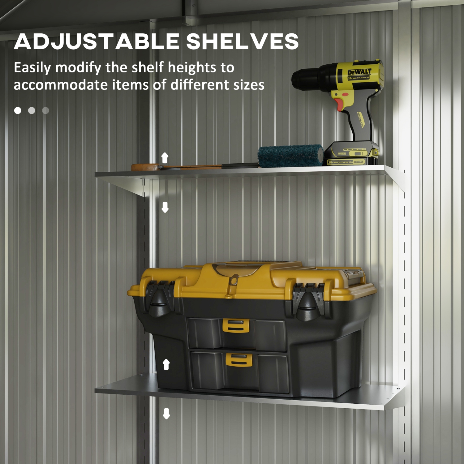 Remise de jardin galvanisée Outsunny de 8 x 4 pi avec tablettes ajustables et trousse de base, remise en métal d'extérieur avec portes coulissantes