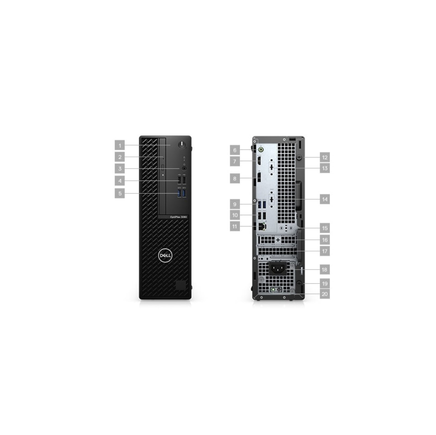 Refurbished – Dell Optiplex 3000 3080 SFF Small Form Factor Desktop (2020) | Core i5 - 500GB SSD - 16GB RAM | Cores
