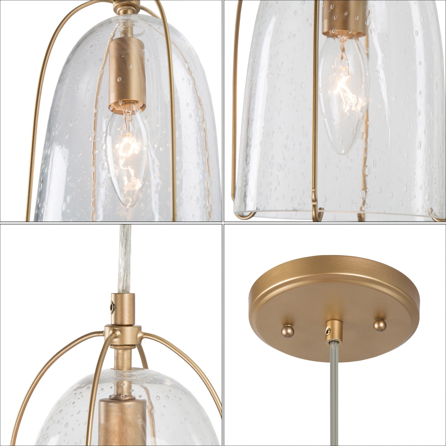 Lampe suspendue de salle à manger miniature, îlot de salle de bain à 1 lumières, abat-jour en verre bosselé, or moderne Bell