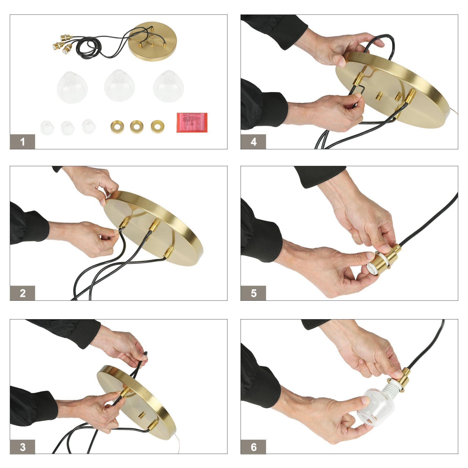 Modern Teardrop Kitchen Island Chandelier, 3-Light 16-in Brass Gold and Black with Clear Cup Glass Modern/Contemporary Clear Glass Linear LED Hanging