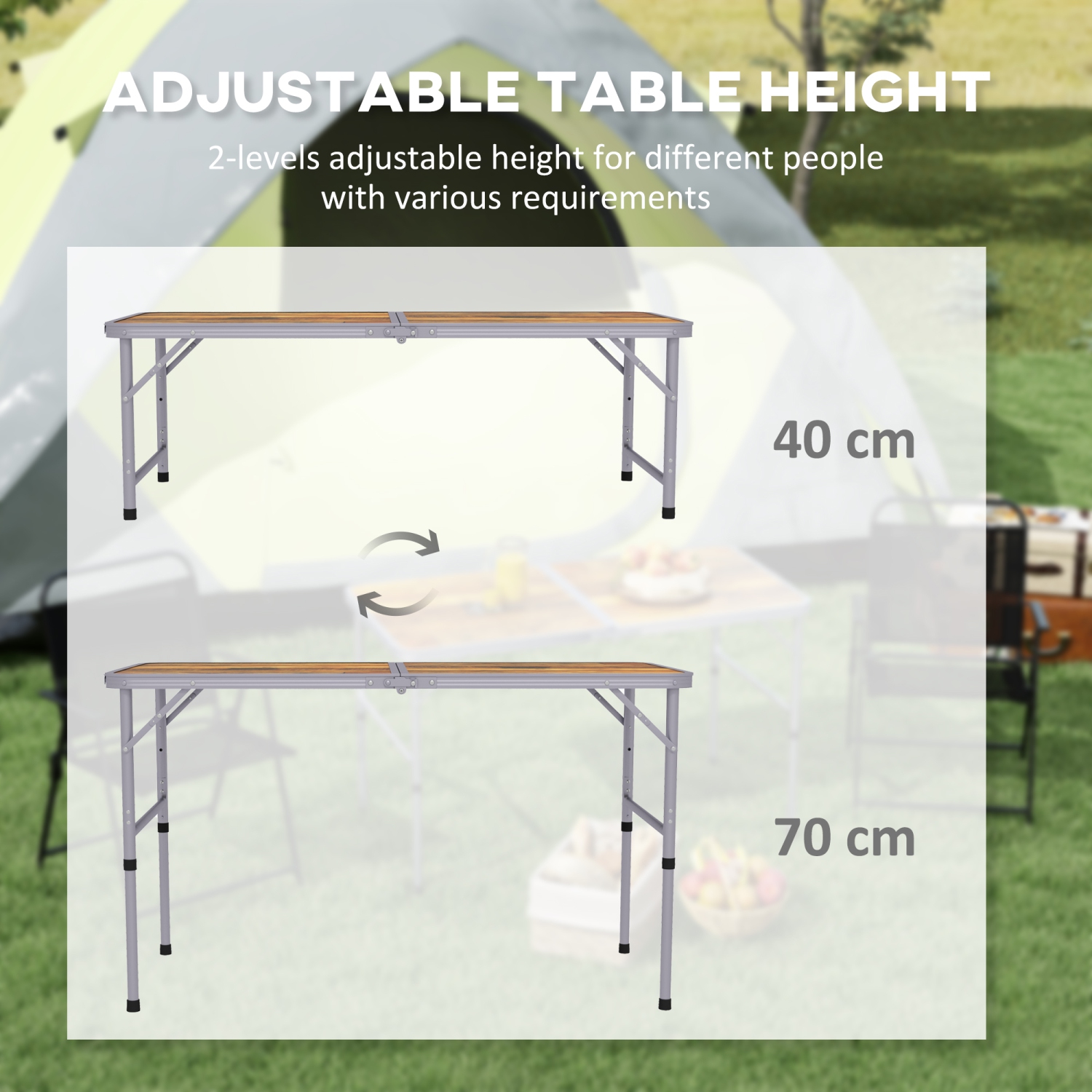  Outsunny Folding Camping Table with Faucet and Dual