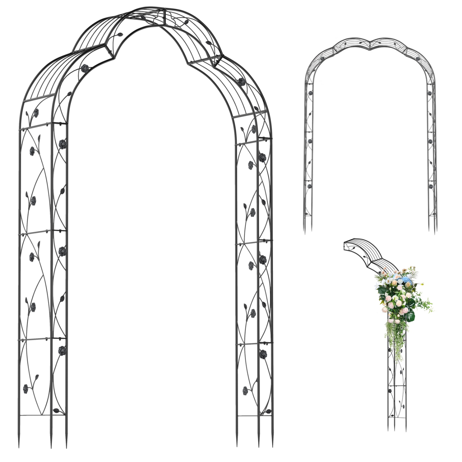 Gymax 99'' Tall Garden Arch Arbor Trellis w/6 Combination Ways & 2 Installation Methods
