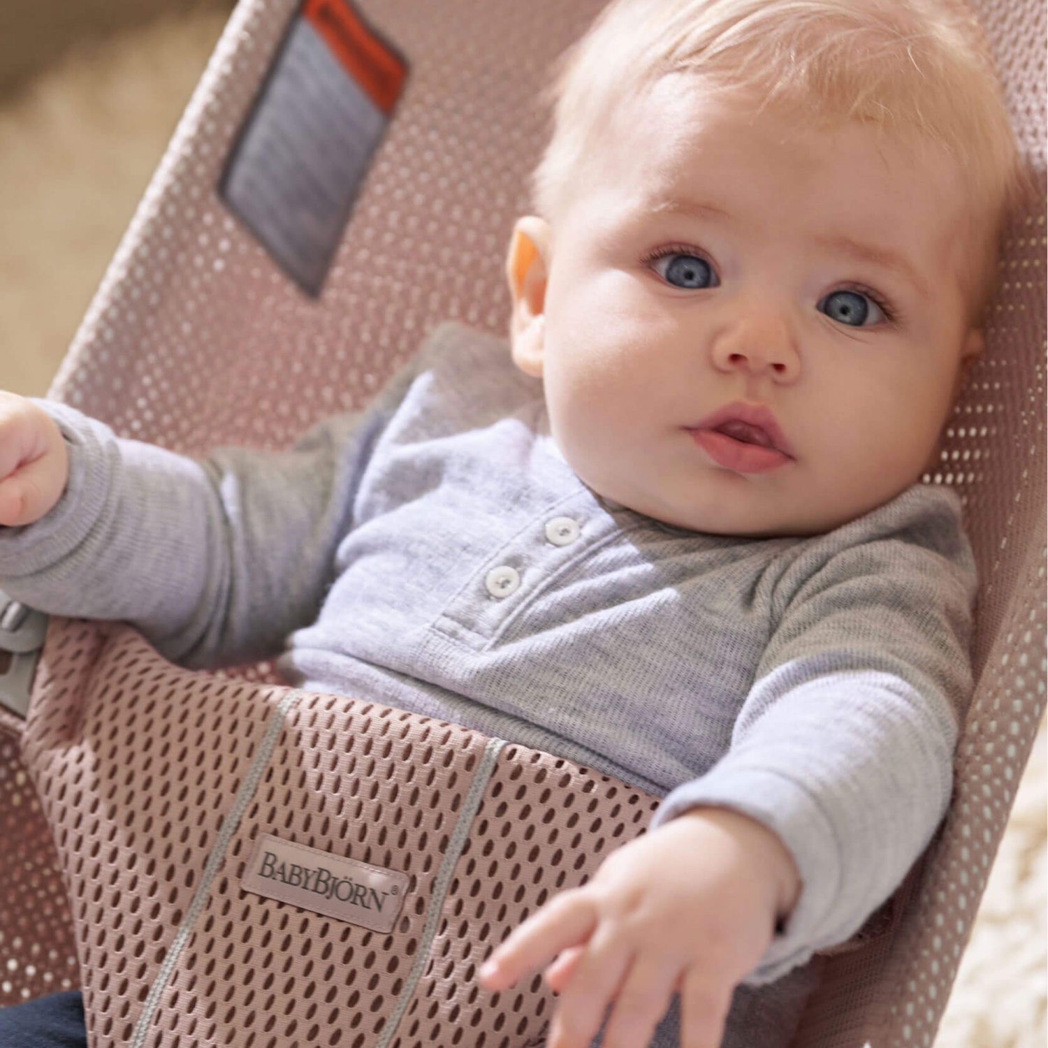 BabyBjorn Bouncer Bliss - 3D Mesh, Dusty Pink on Light Grey Frame