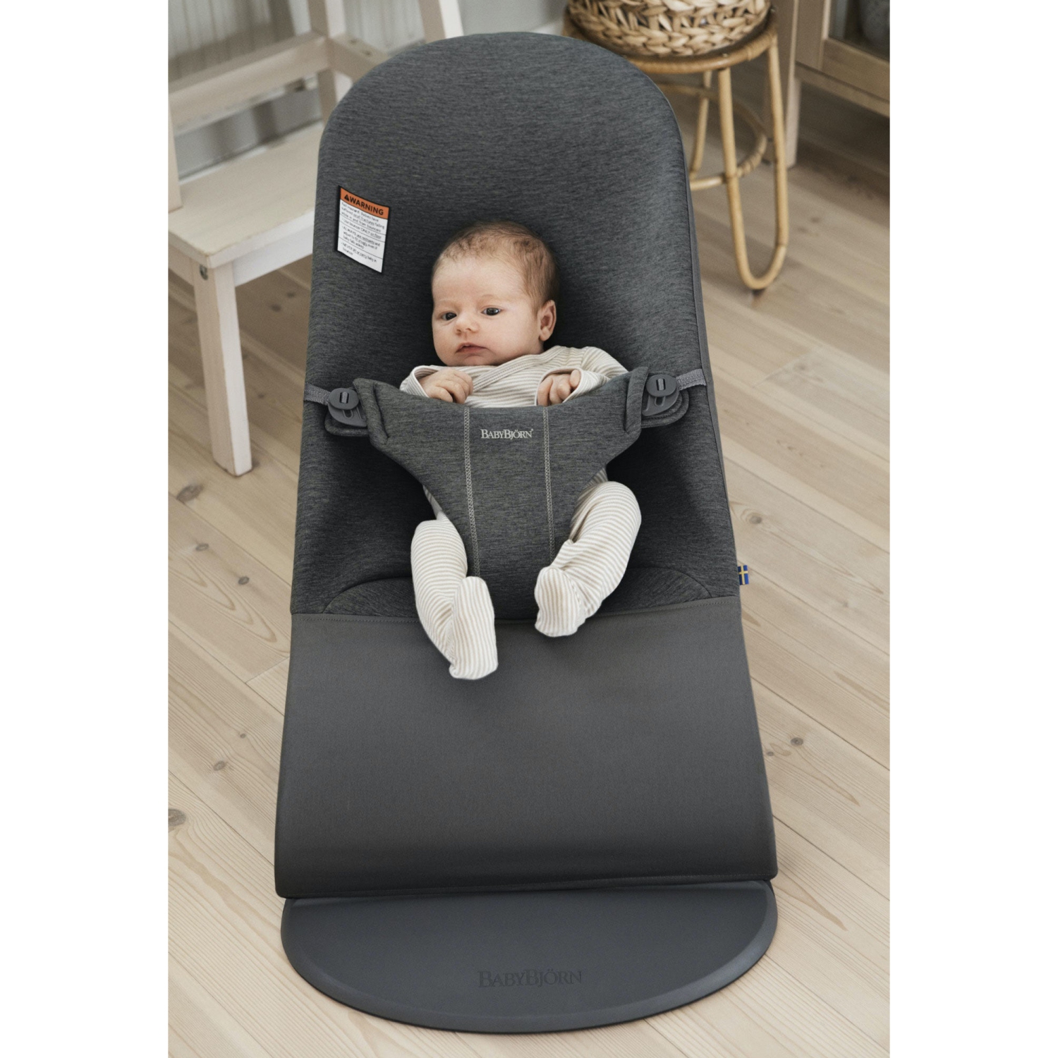 BabyBjorn Bouncer Bliss - 3D Jersey, Charcoal on Dark Grey Frame