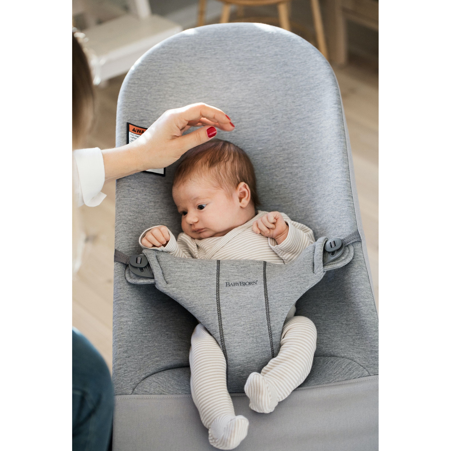 BabyBjorn Bouncer Bliss - 3D Jersey, Light Grey on Dark Grey Frame