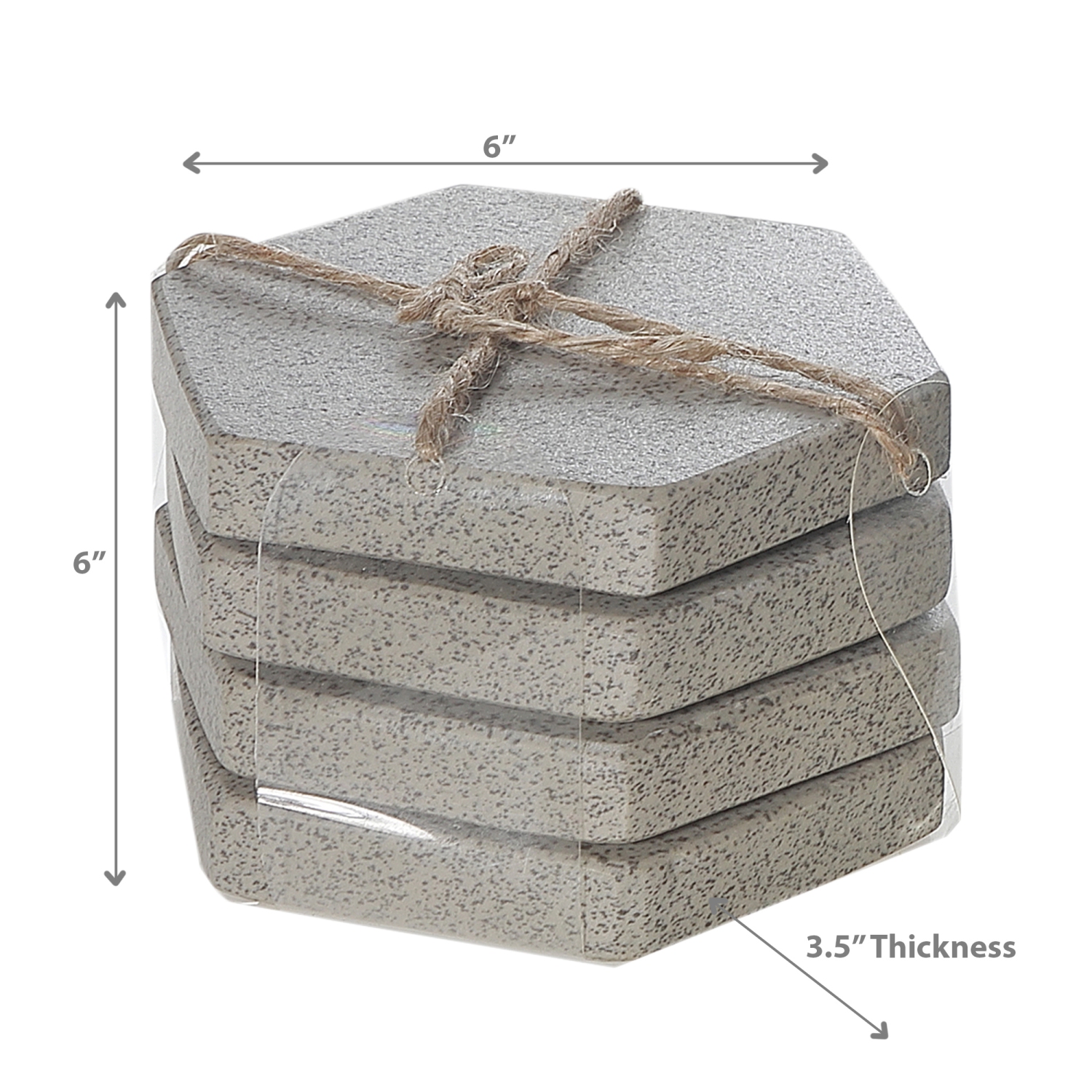 Sous-verre hexagonal en pierre 4PC Terrazzo de Maison concepts - 4 x 4