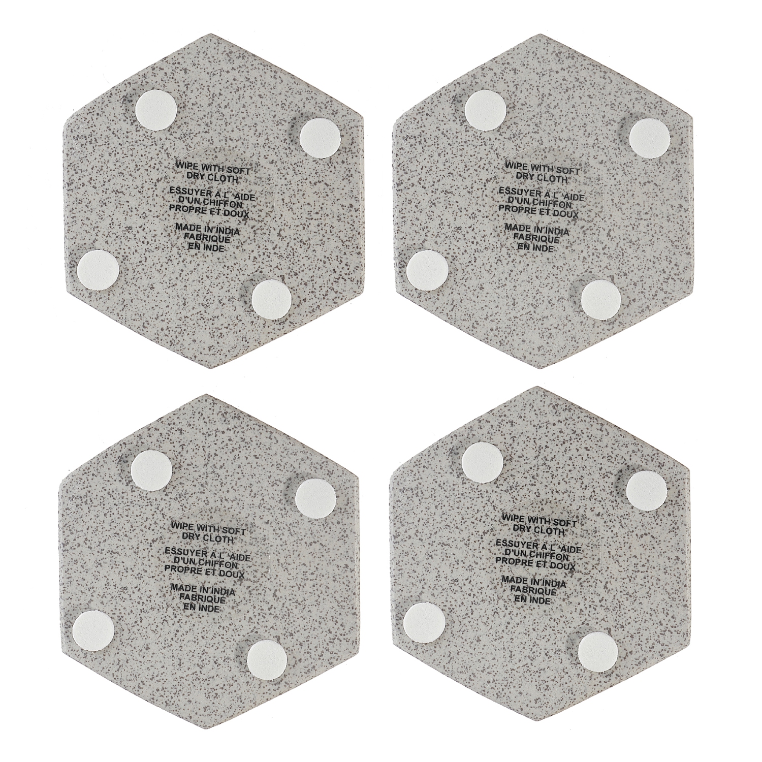 Sous-verre hexagonal en pierre 4PC Terrazzo de Maison concepts - 4 x 4