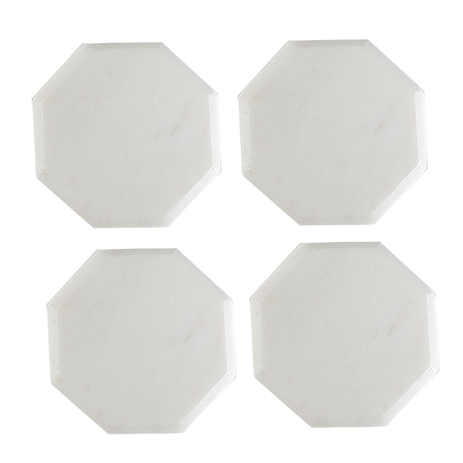 Maison Concepts 4PC Octagon White Marble Coaster 4X4