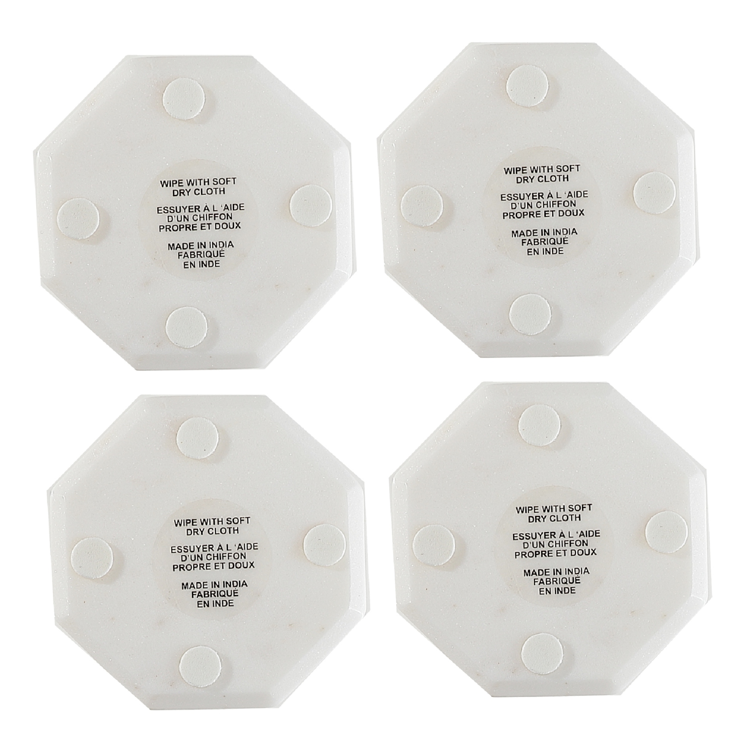 Maison Concepts 4PC Octagon White Marble Coaster 4X4