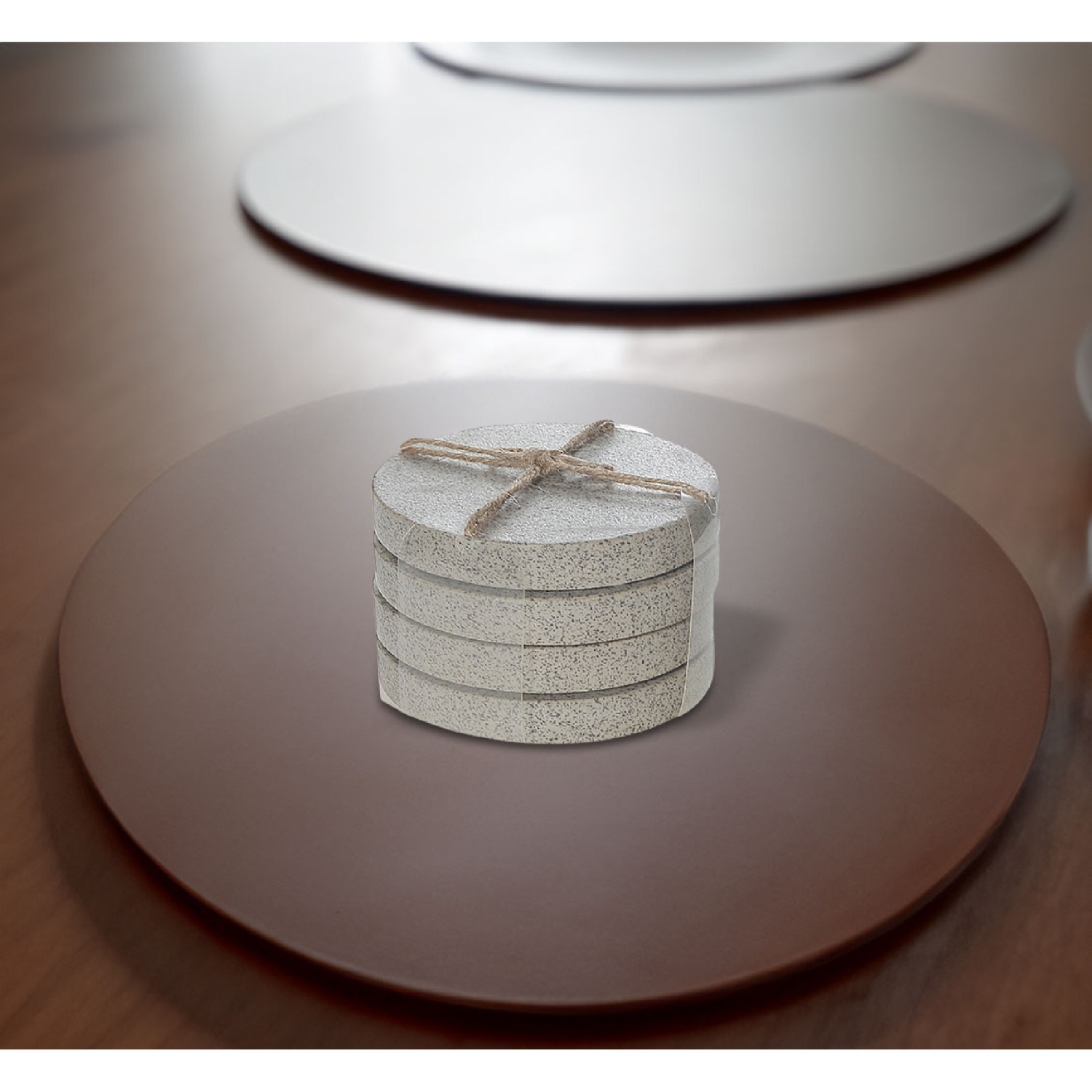 Maison Concepts 4PC Terrazzo Stone Round Coaster 4X4