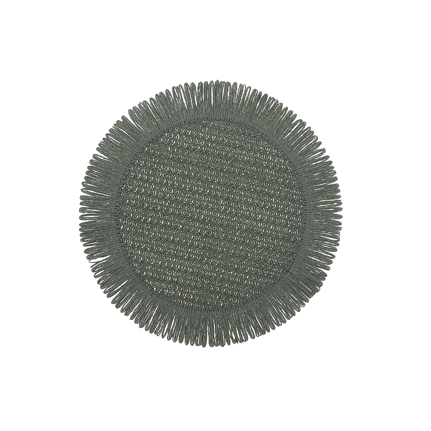 Maison concepts – Napperon tissé rond avec franges vertes, 15 x 15 po – Ensemble de 12