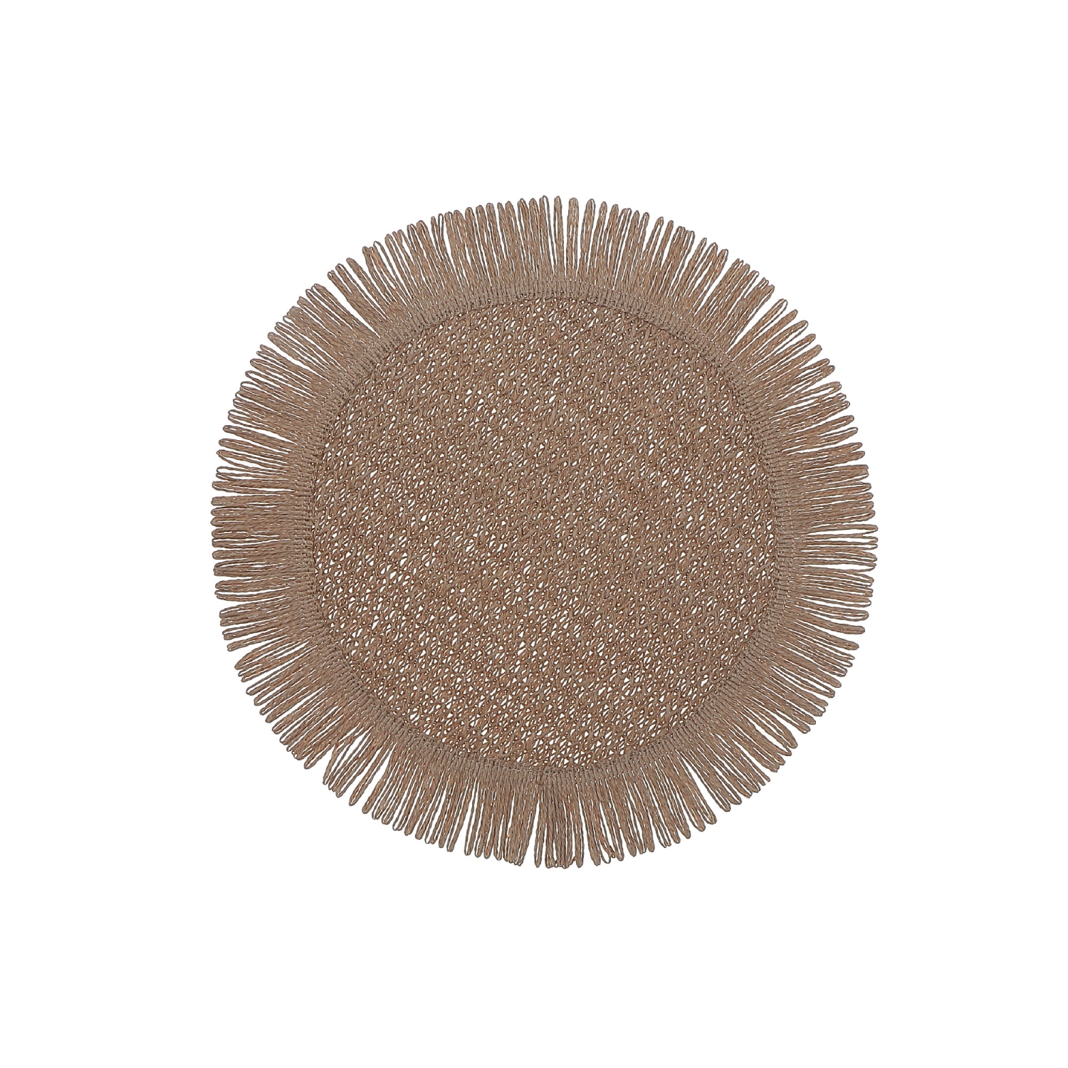 Maison Concepts Woven Round Placemat With Fringes Beige 15 X 15 - Set of 12