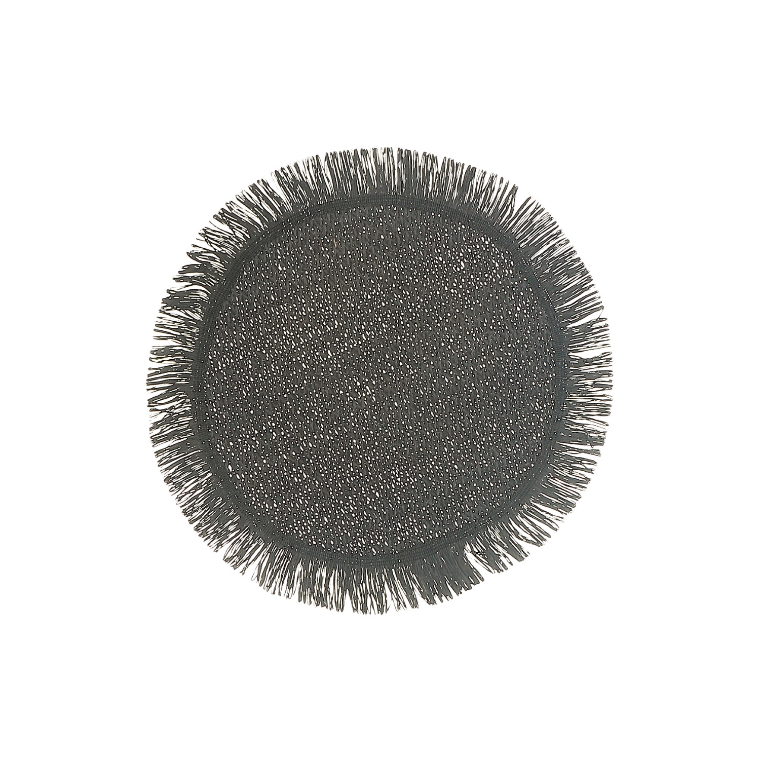 Maison Concepts Woven Round Placemat With Fringes Black 15 X 15 - Set of 12