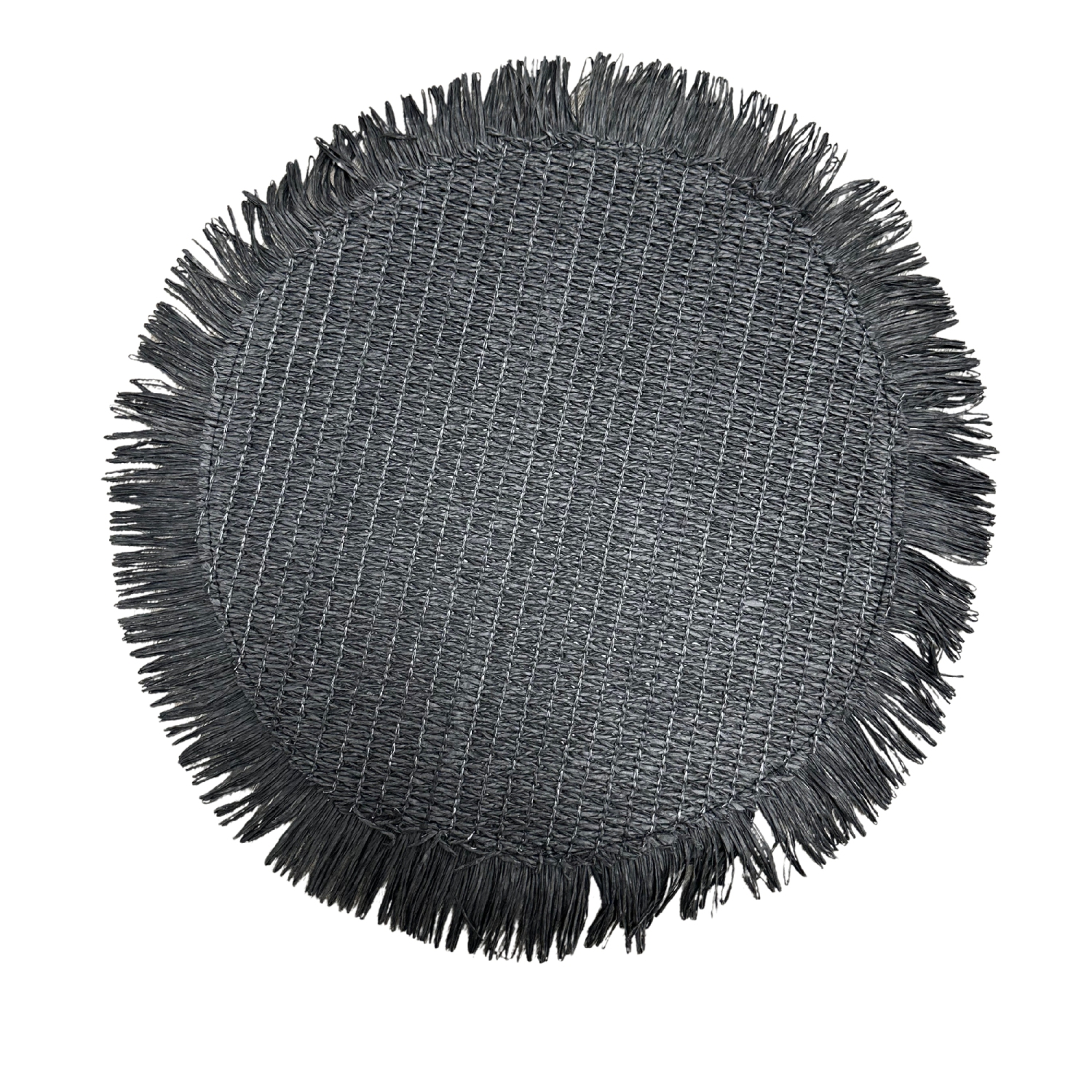 Maison Concepts Woven Round Placemat With Fringes Black 15 X 15 - Set of 12