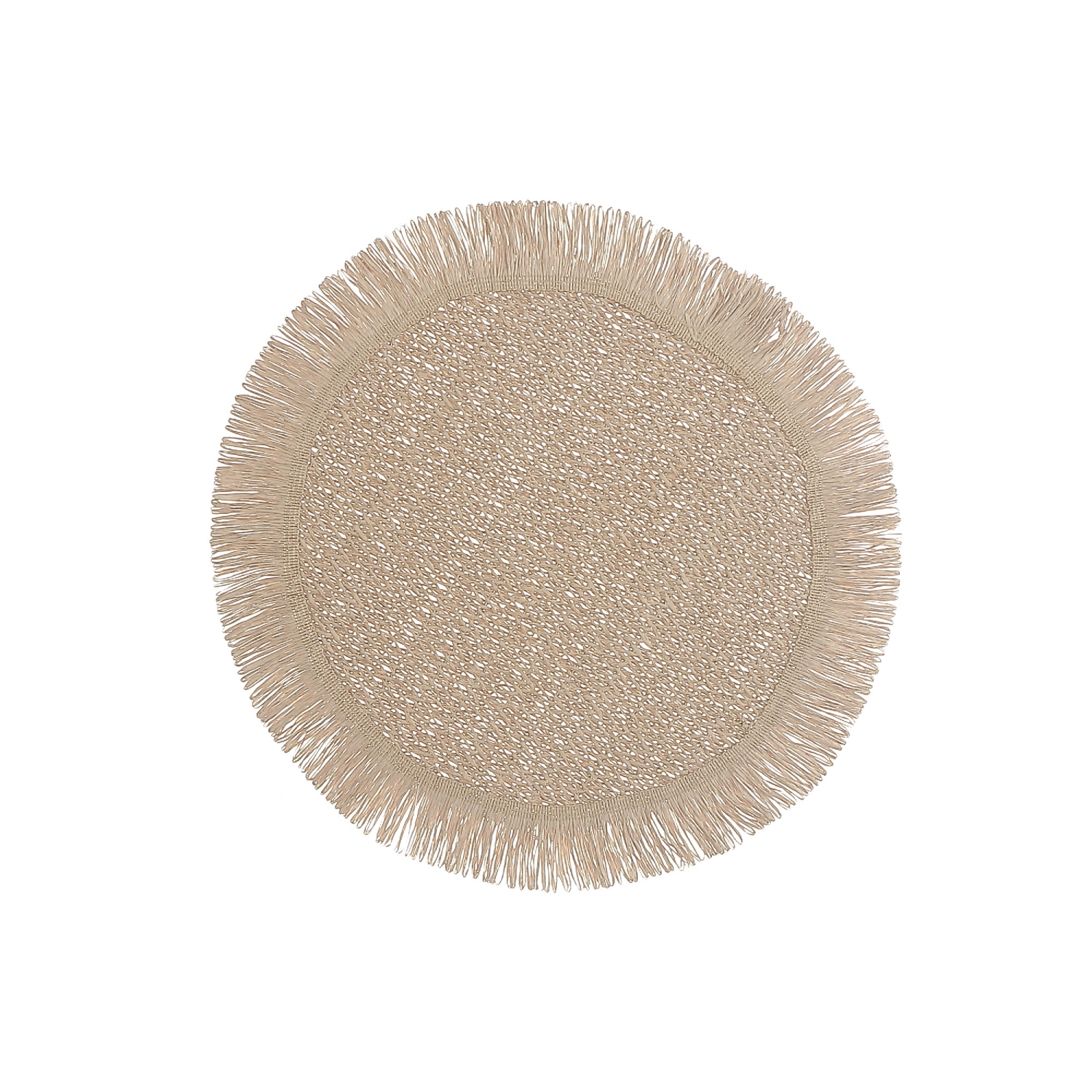 Maison Concepts Woven Round Placemat With Fringes Camel 15 X 15 - Set of 12
