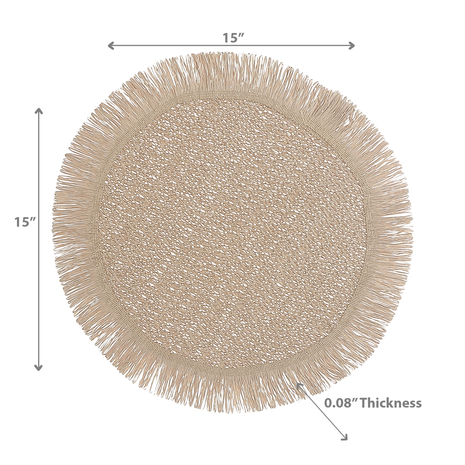 Maison Concepts Woven Round Placemat With Fringes Camel 15 X 15 - Set of 12