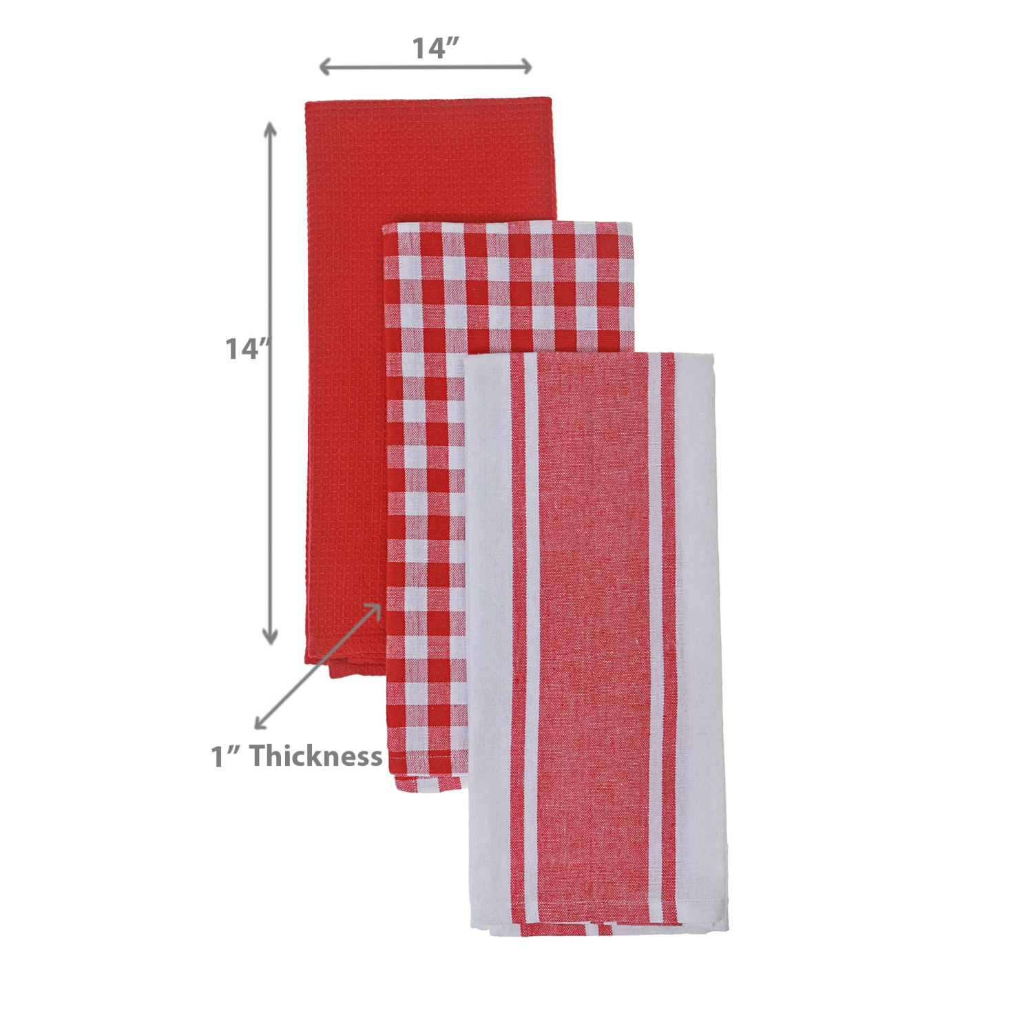 Maison Concepts 3 Pack Dish Cloth Set Red Plaid