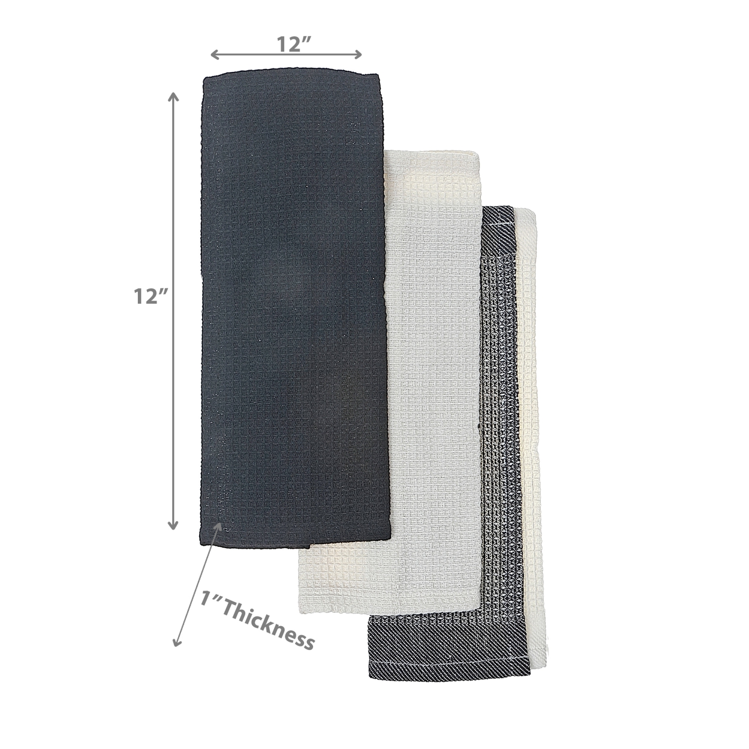 Maison Concepts Dish Towel Set Of 3 PCs Block Print Black