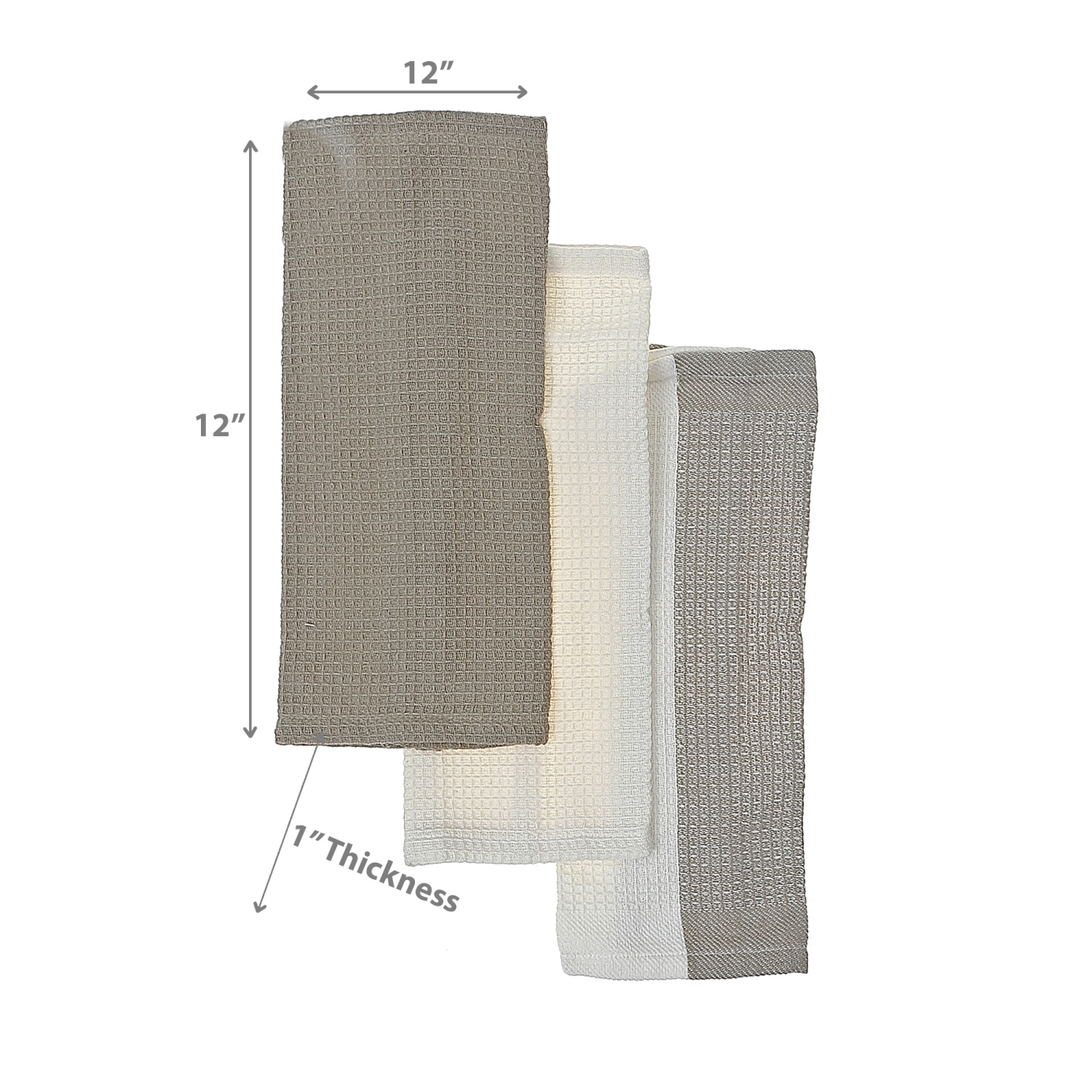 Maison Concepts Dish Towel Set Of 3 PCs Block Print Oxford Tan