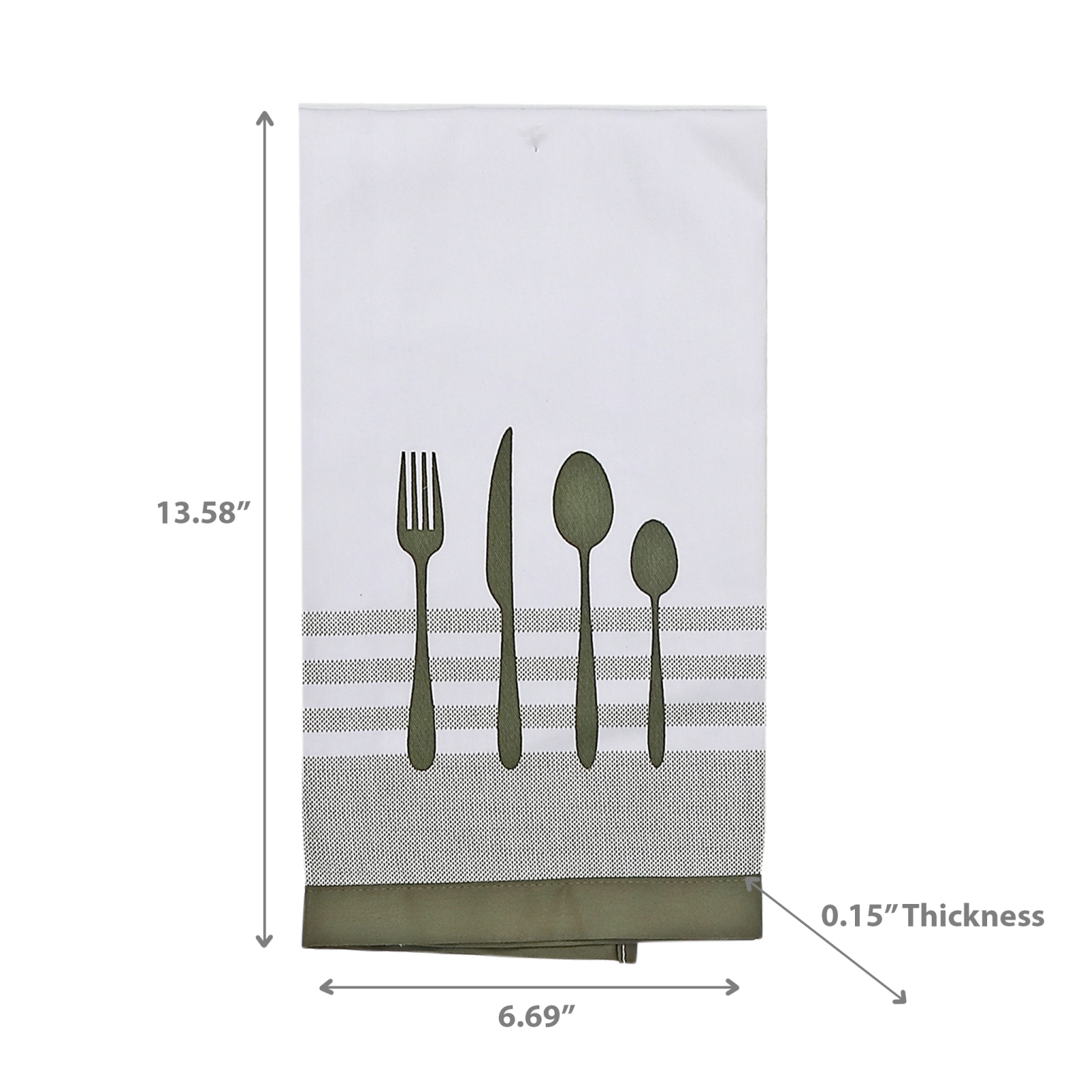 Maison Concepts Utensil Front Stitched Tea Towel Olive Green - Set of 6