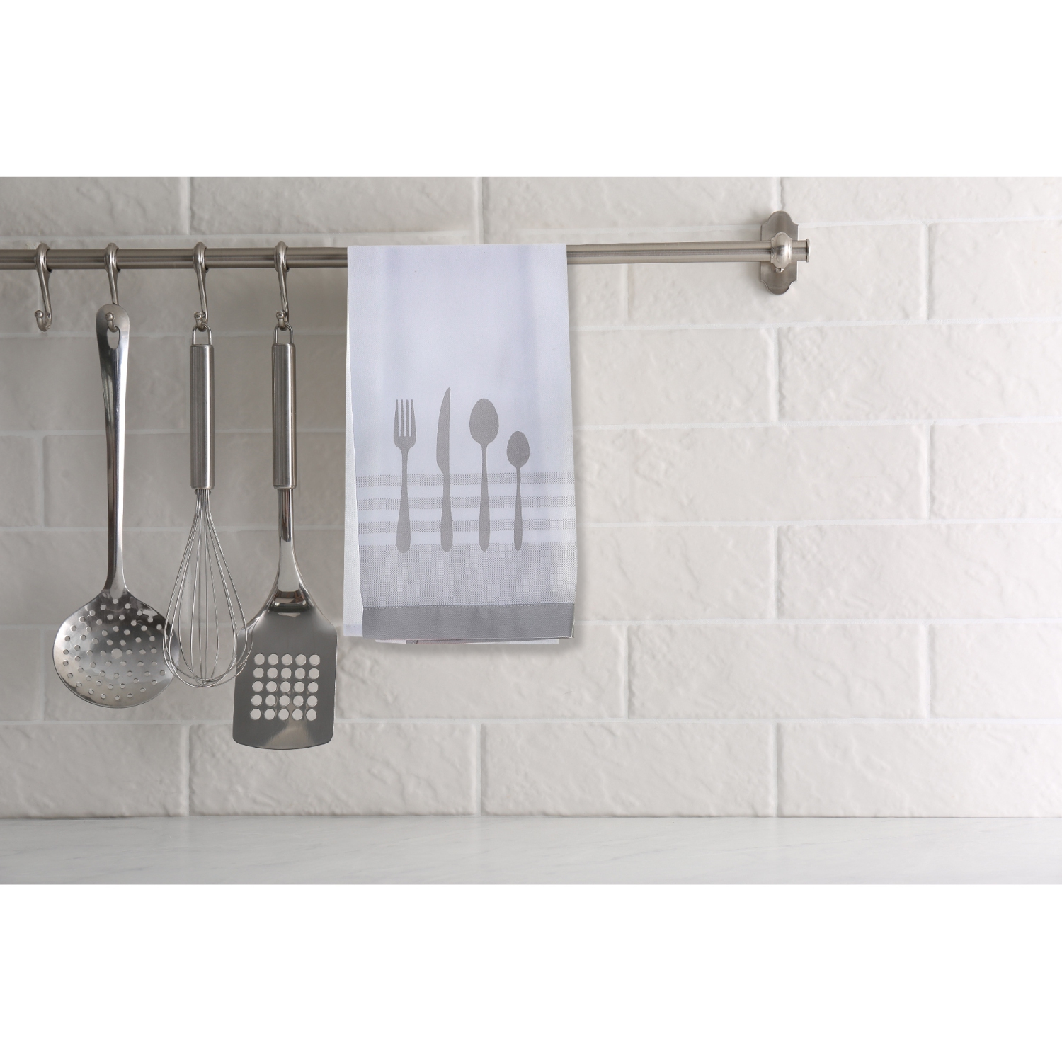 Maison Concepts Utensil Front Stitched Tea Towel Lght Grey - Set of 6