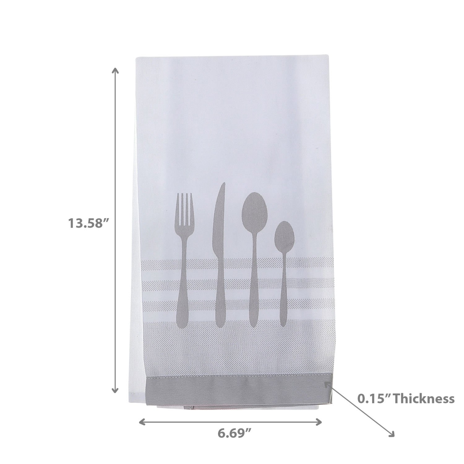 Maison Concepts Utensil Front Stitched Tea Towel Lght Grey - Set of 6