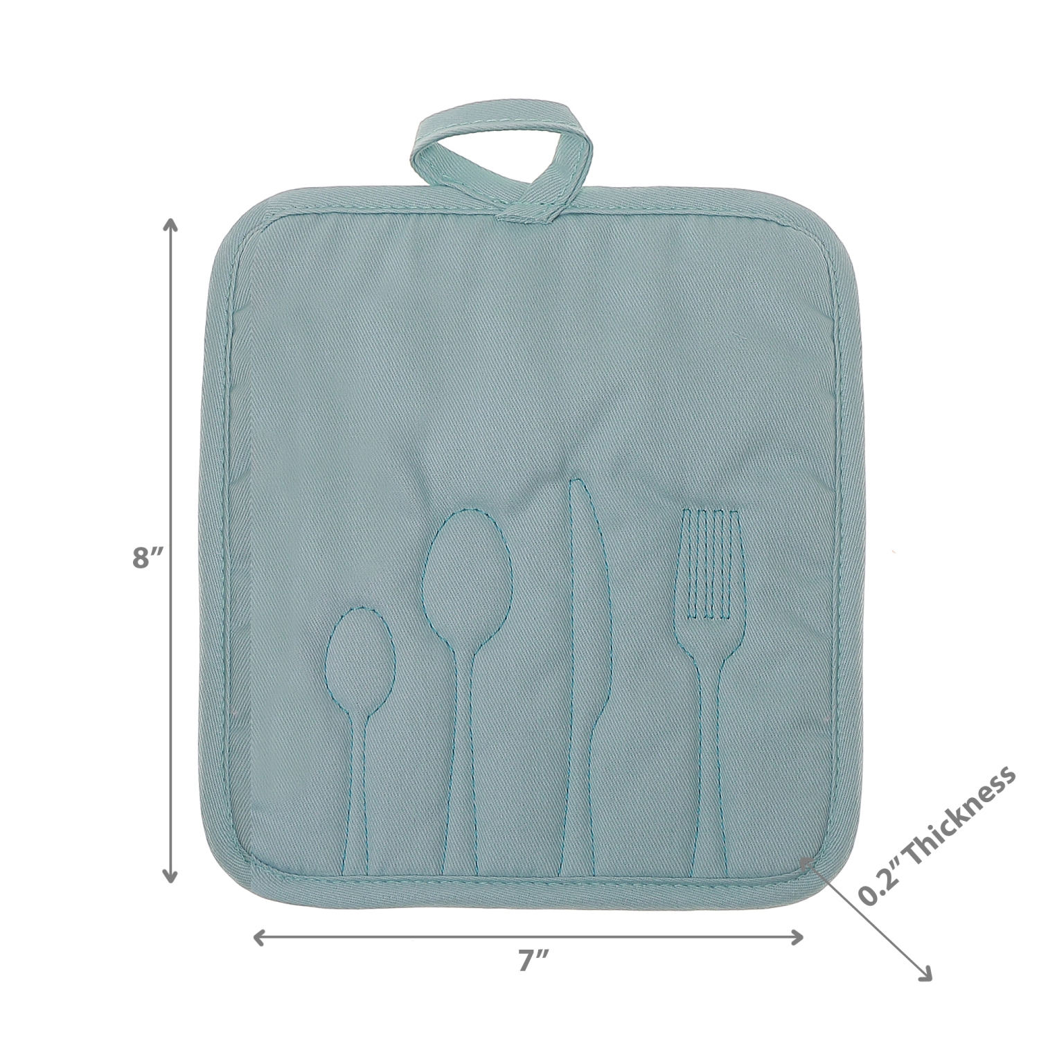 Maison Concepts Utensil Front Stitched Pot Holder Blue - Set of 6