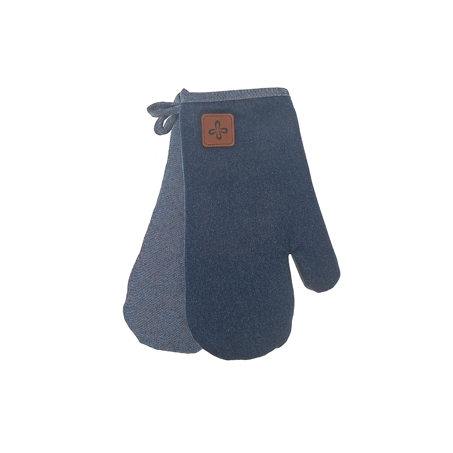 Maison Concepts 2 PC Denim Oven Mitt With Leather Badge